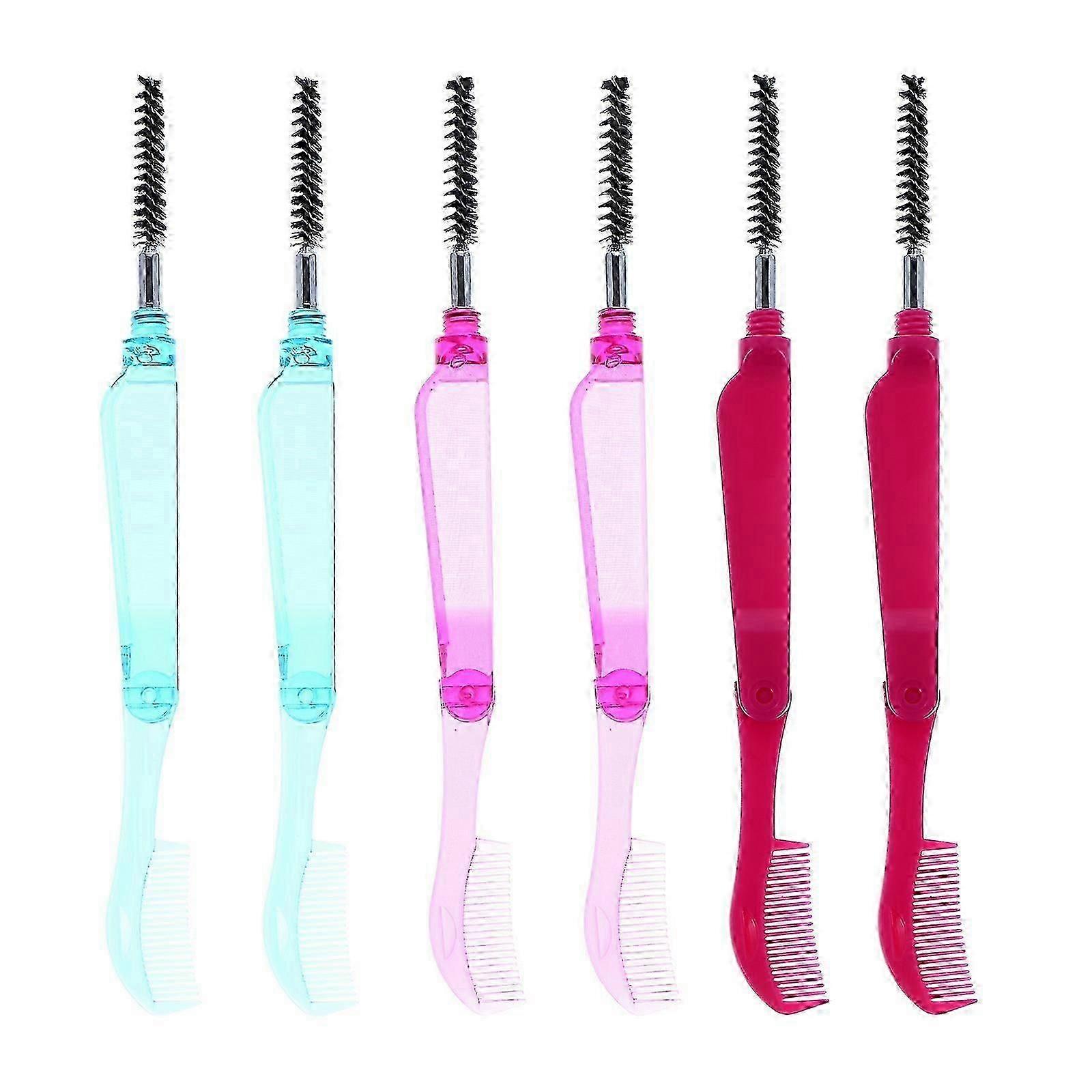 6pcs Folding Eyelash Combs Eyebrow Combs Eyelash Separator Eyebrow Brushes