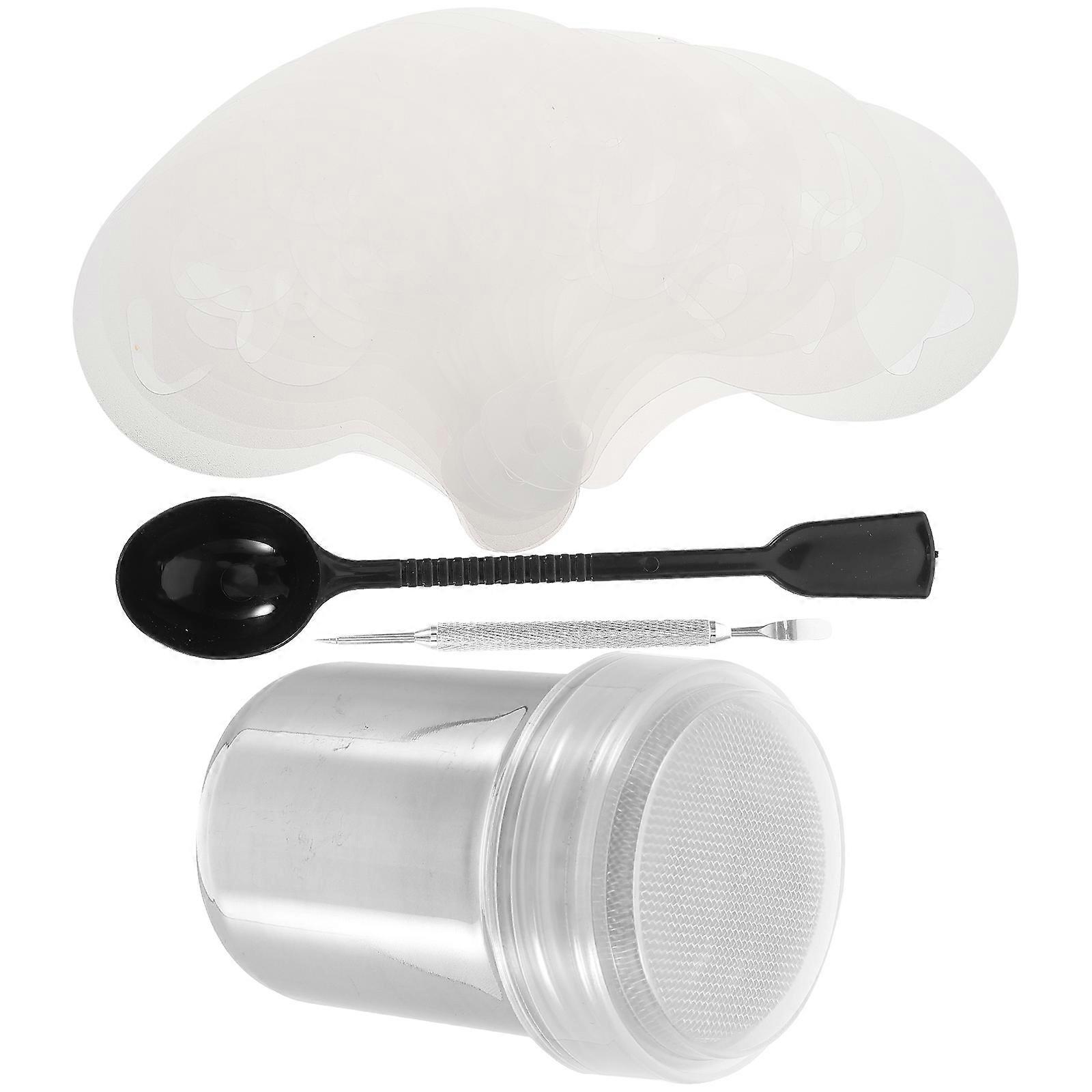 Coffee Decoration Stencils for DIY Latte Art with Stainless Steel Powder Shaker and Measuring Spoon, Transparent Design