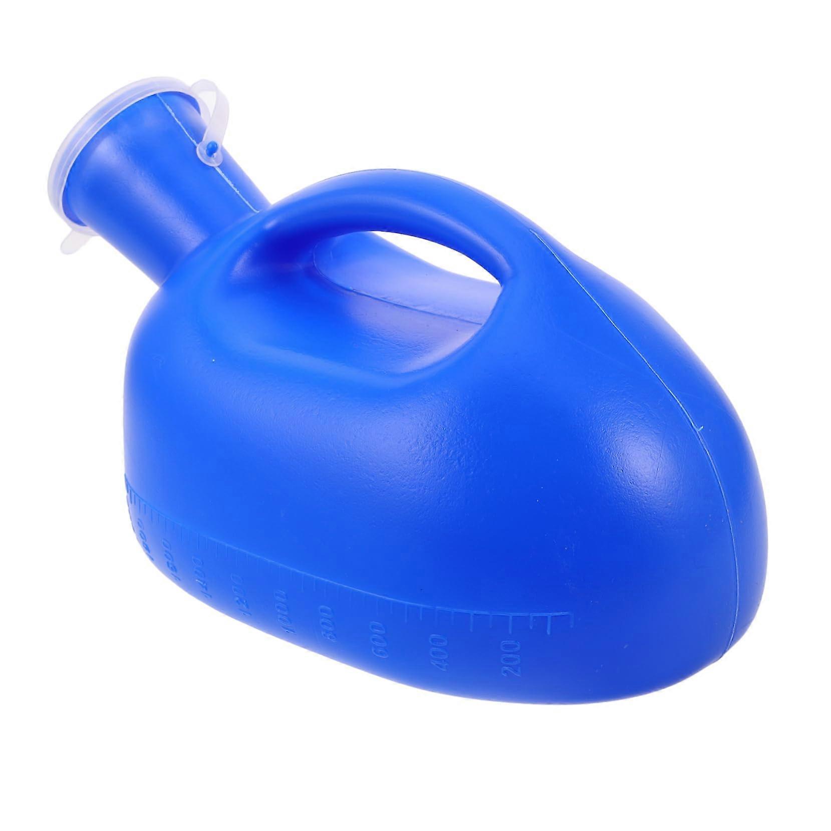 Men's Urinal With Lid Bed Urinal For Men Urine Container Bottle Leak-Proof Portable Pee Bottle Plastic Blue