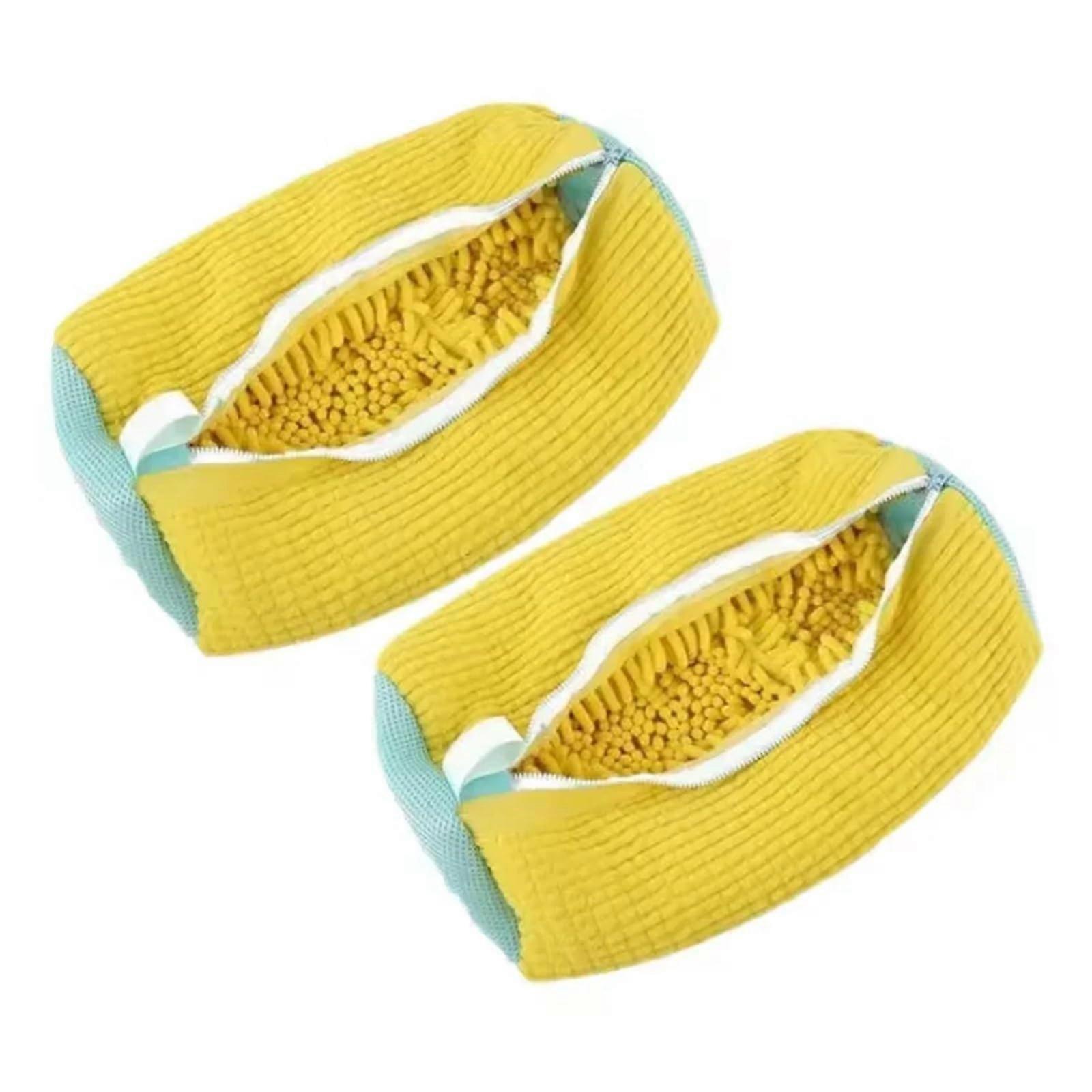 Shoe Washing Bag - 2-Pack, Polyester, Yellow, Machine-Washable, Delicate Shoes Laundry Drying Bag