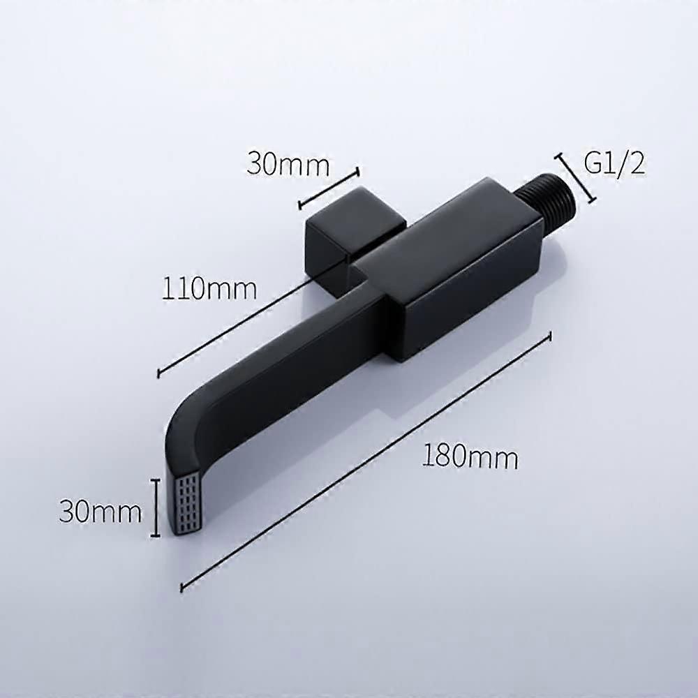 Wall-Mounted Black Cold Water Faucet G1/2 for Bathroom Sink, Modern Kitchen Tap with Extended Reach, Dark Finish