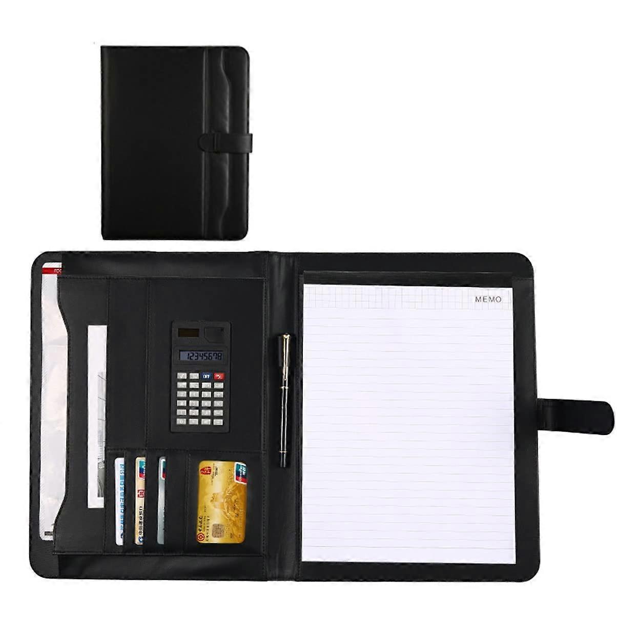 Conference Folder, Travel Document Organizer, Business Portfolio with Zipper, A4 PU Leather Document Holder for Meetings and Presentations