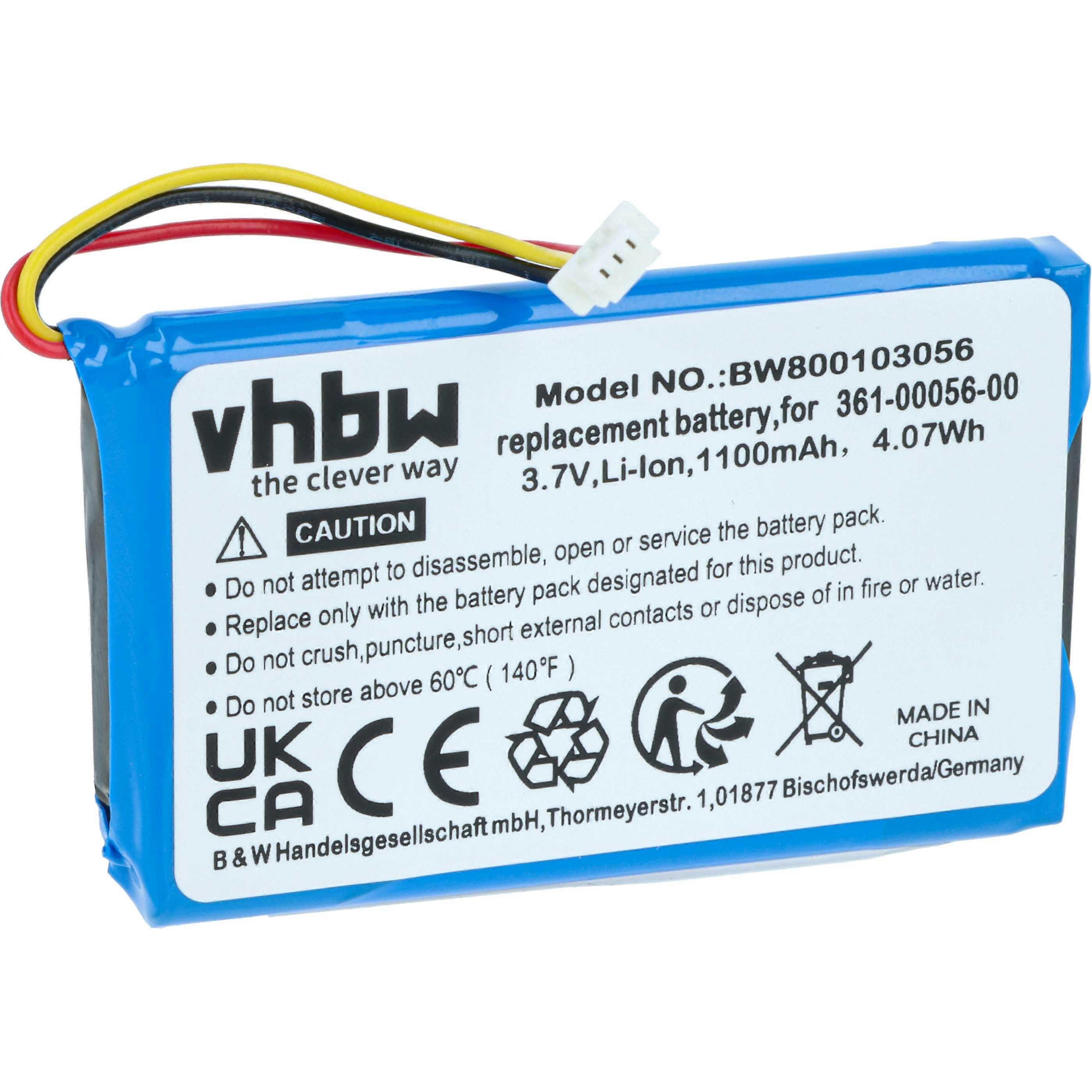 vhbw Akku kompatibel mit Garmin Camper 770 LMT-D GPS Navigation Navi (1100 mAh, 3,7 V, Li-Ion)