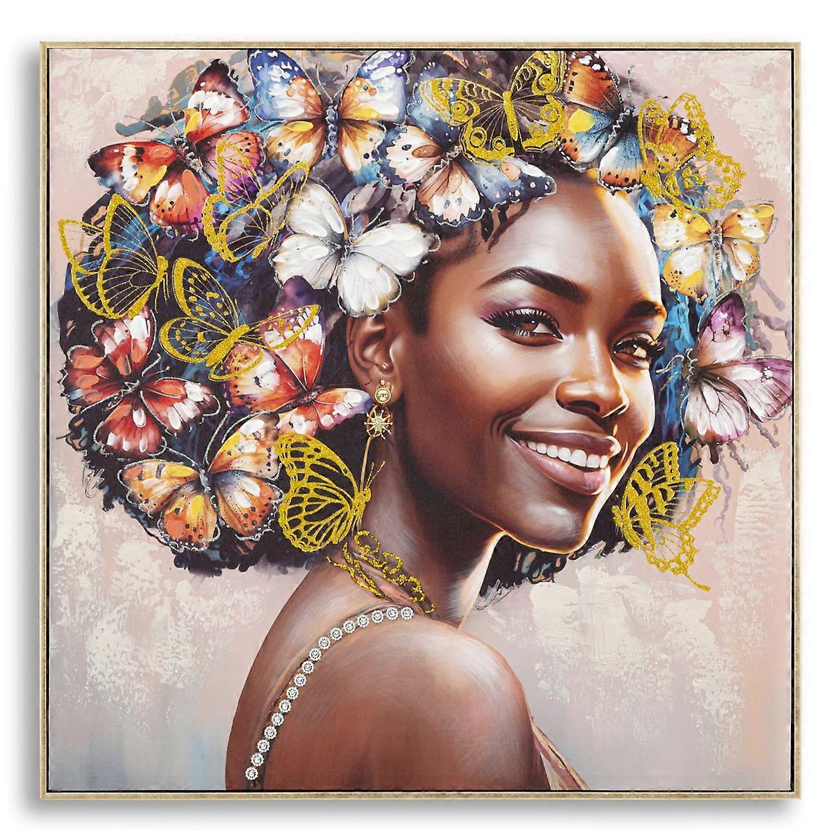 Stampa su Tela Africa 27, Multicolore, Legno, 82x4,5x82 cm