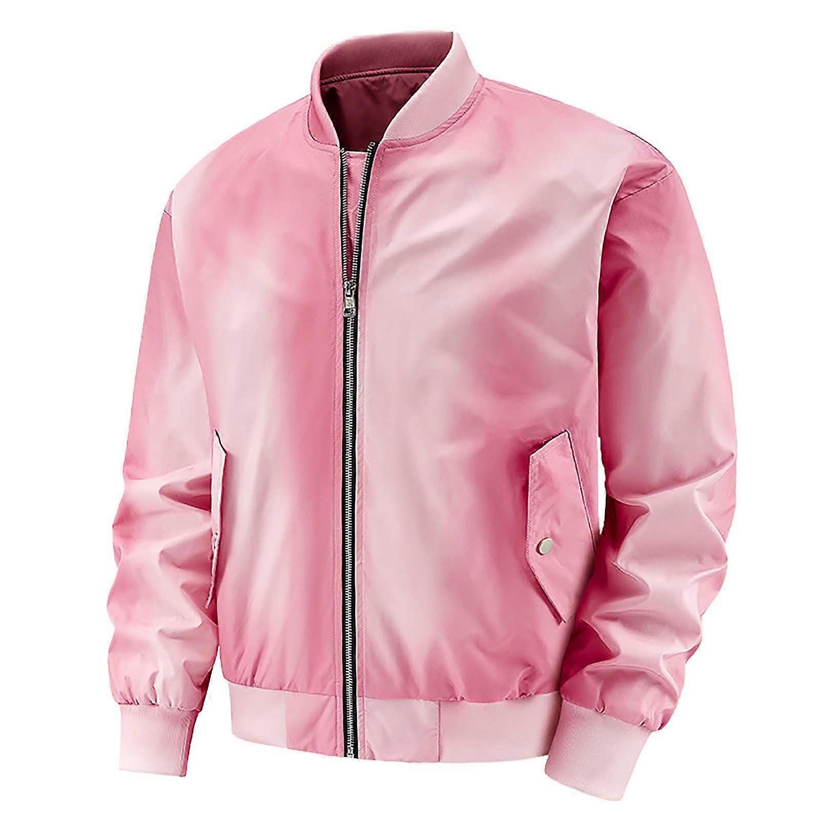 Men's Bomber Jacket, Lightweight Windproof Aviator Jacket, Gradient Colour M O Rosa