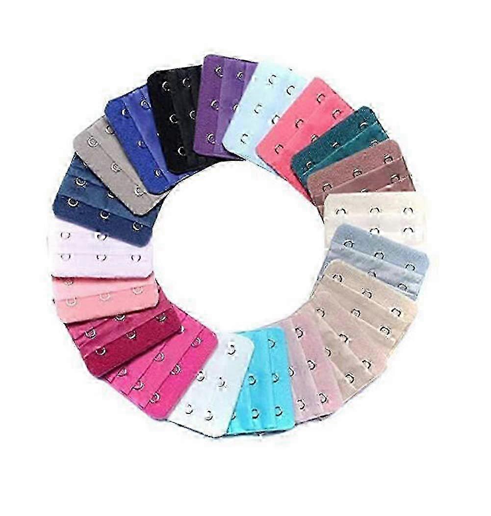 Women's Bra Extenders 3-Hook Strap Extension 20 Pcs with 3 Rows Spacing in Assorted Colors