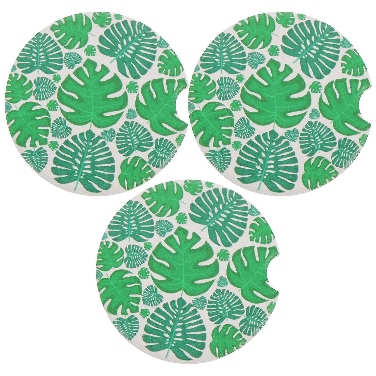 Ceramic Car Coasters for Car and Vehicle Use Multi Color Heat Insulation 3Pack