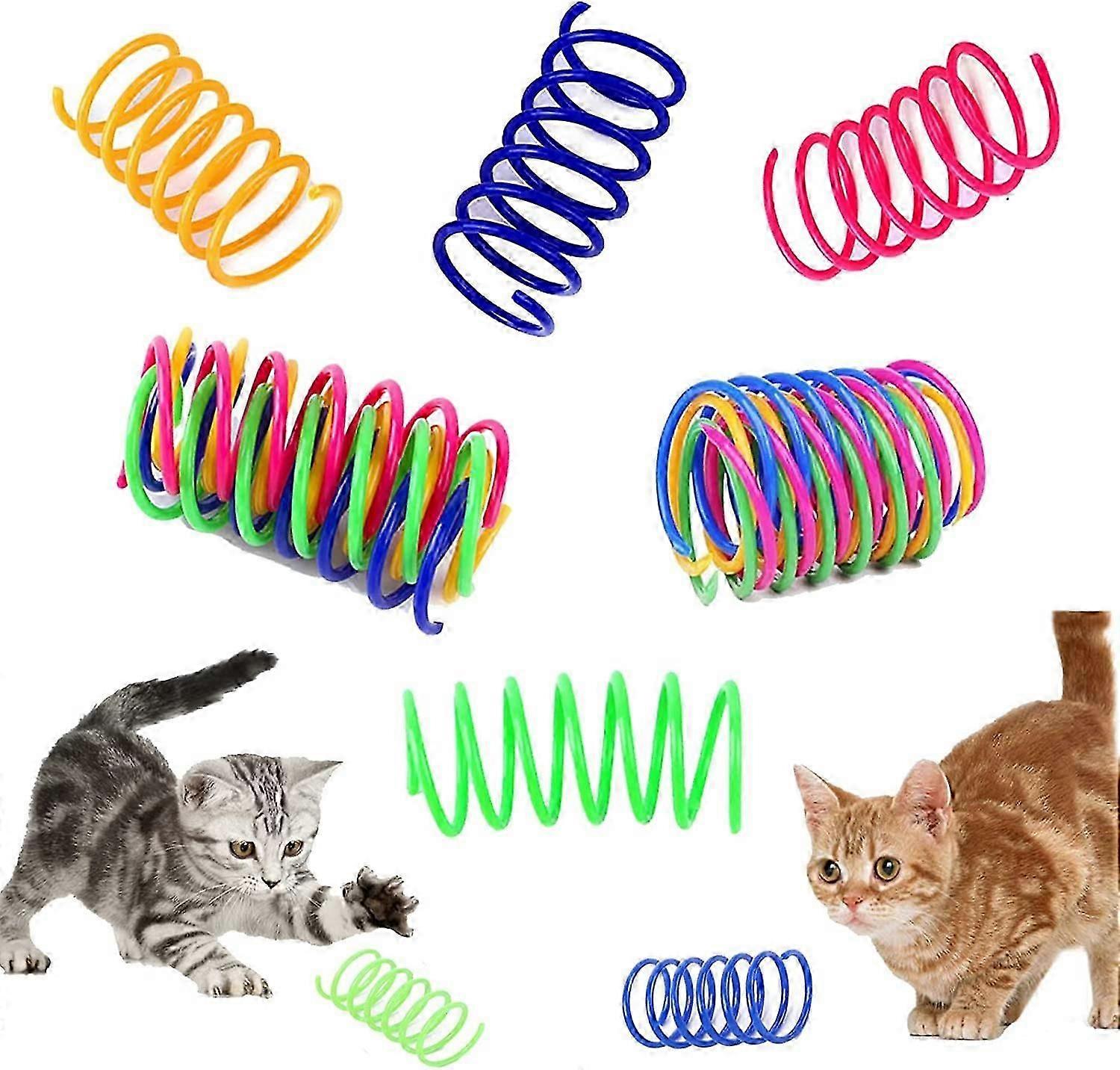 12 Pcs Cat Colorful Springs Toys, Creative Toys for Kittens, BPA Free Durable Heavy Plastic Interactive Toys to Kill Time and Keep Fit for Swatting, B