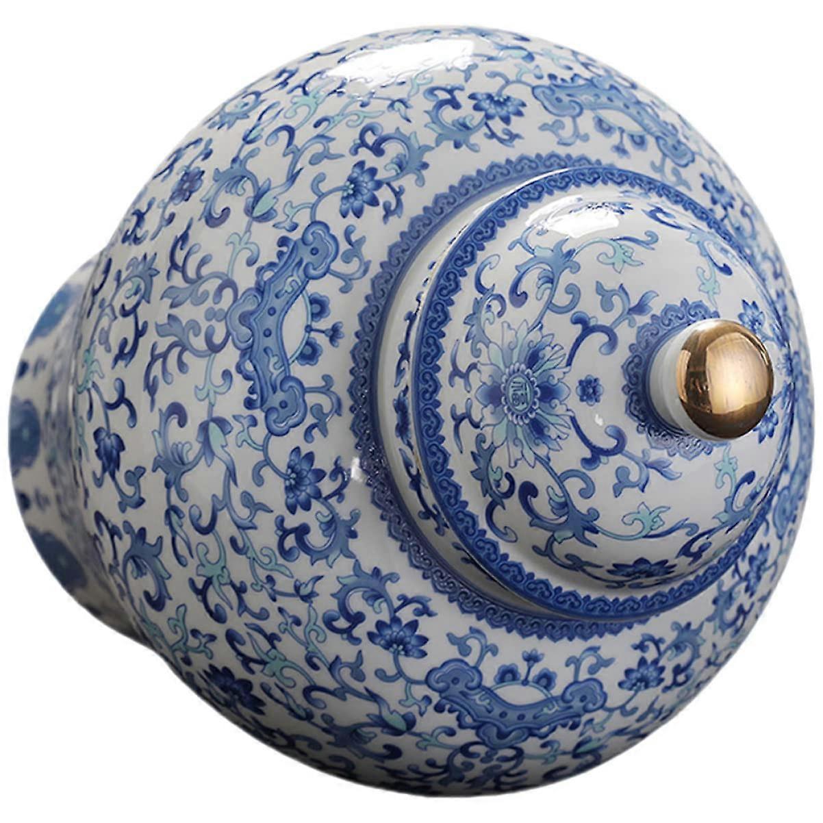 Delicate Ceramic Tea Storage Jar Airtight Lid Multi Function Canister Loose Leaf Tea Spices Chinoiserie Kitchen Decor