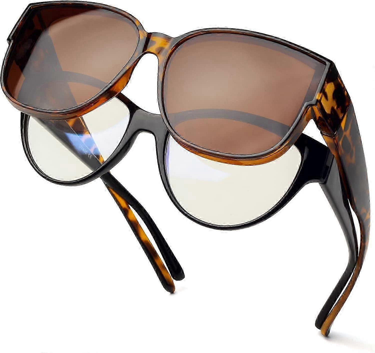 Polariserade solglasögon passar över glasögon, solglasögon för kvinnor att gå över glasögon UV-skydd