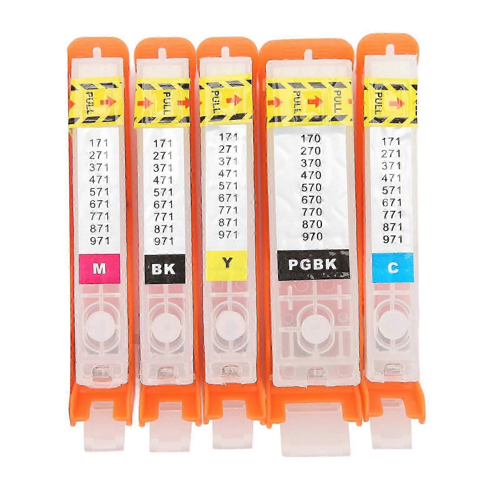 5Pcs Ink Cartridge PGBK BK C M Y 5 Colors Smoothly Output Reusable Printing Ink Cartridge 170 171