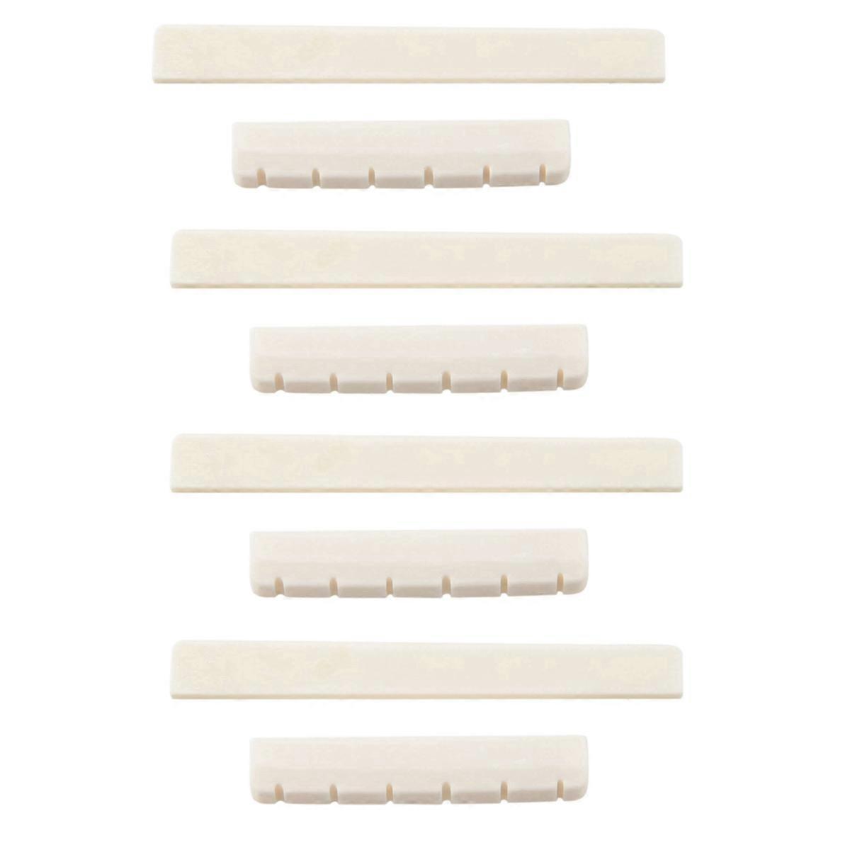 4X White Guitar Parts 6 String Classical Guitar Bone Bridge Saddle and Nut Set