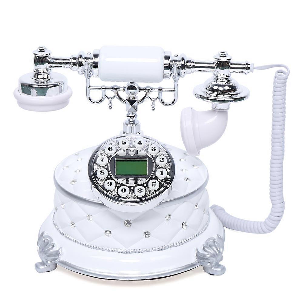 White Retro Multi-function Telephone Old Wired Push-button Telephone for Living Room