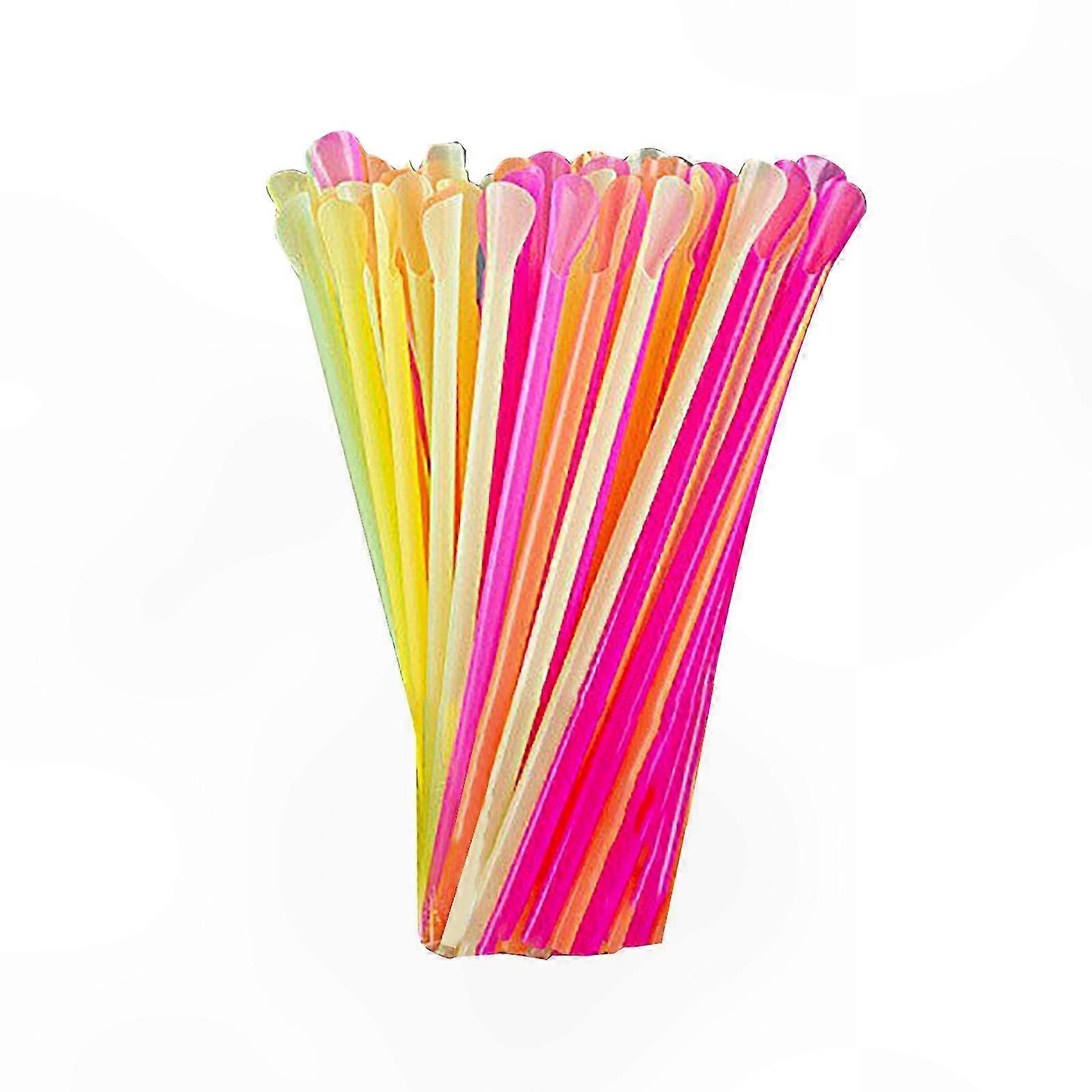 100 Count Spoon Straws - Assorted Colors for Smoothies and Beverages
