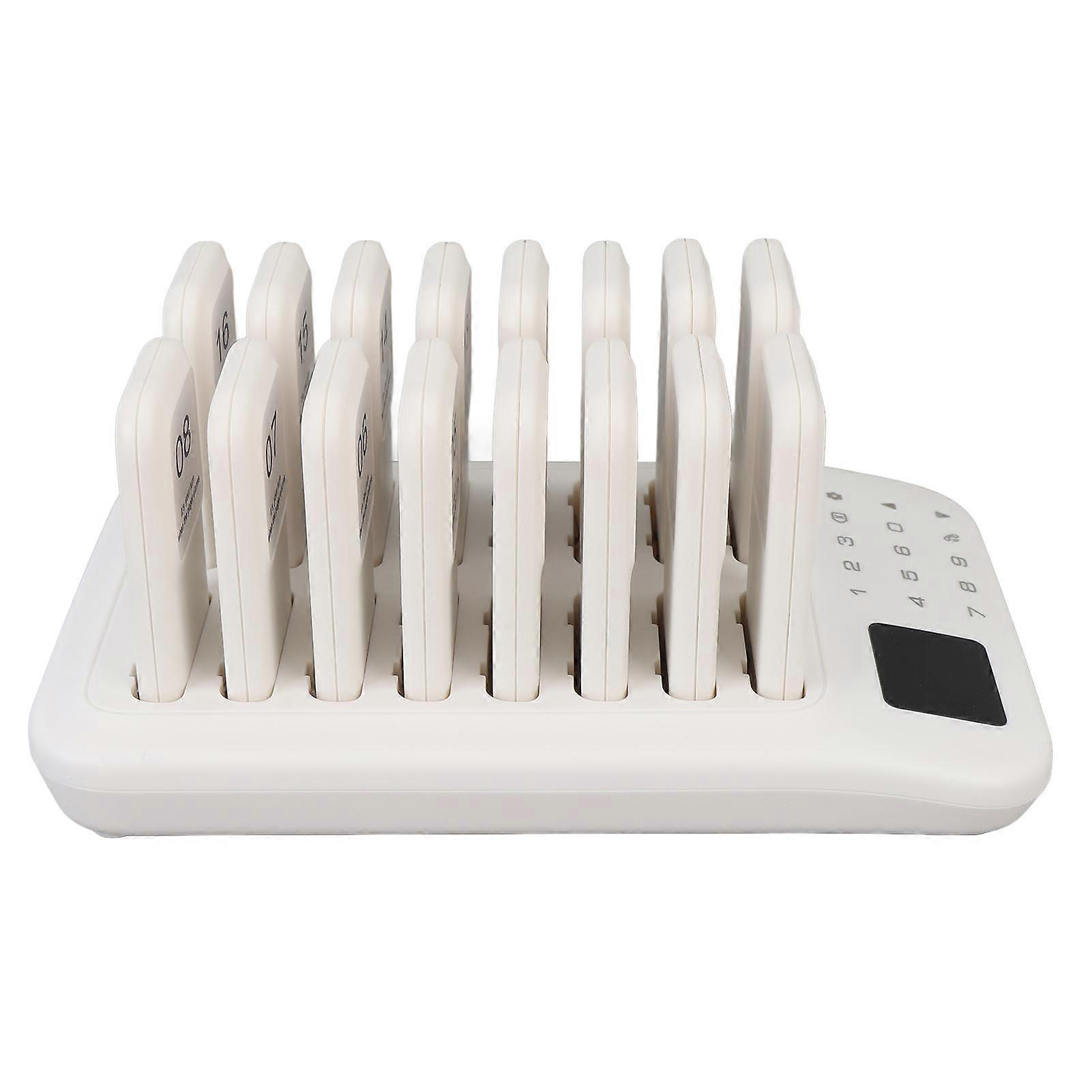 Wireless Restaurant Pager System 1-999 Set, 16 Pagers, White