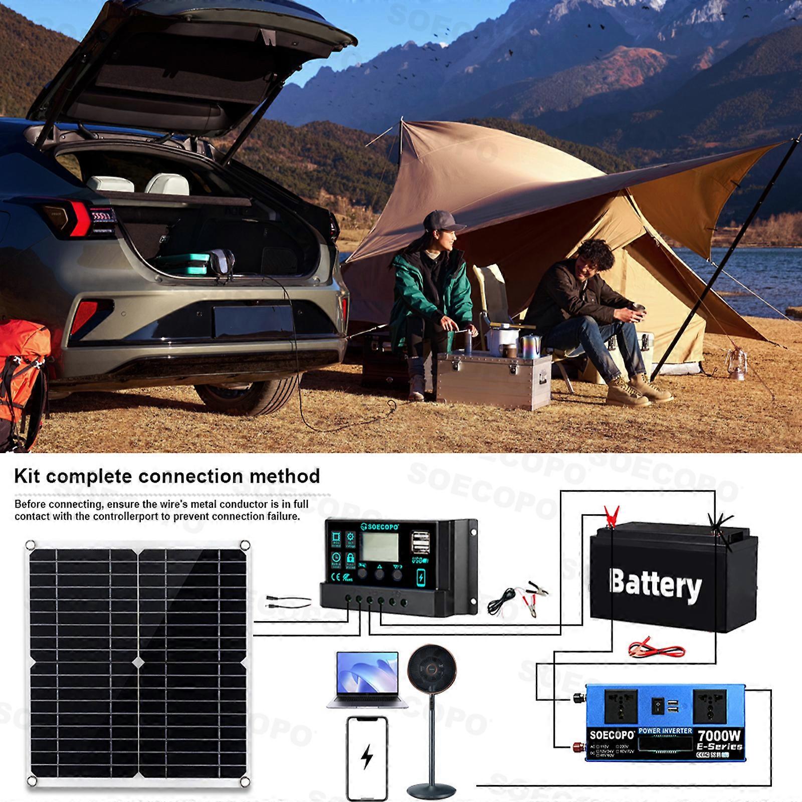 7000W Complete Solar Panel Kits Solar Power Generator 100A Home 110V/220V Syst