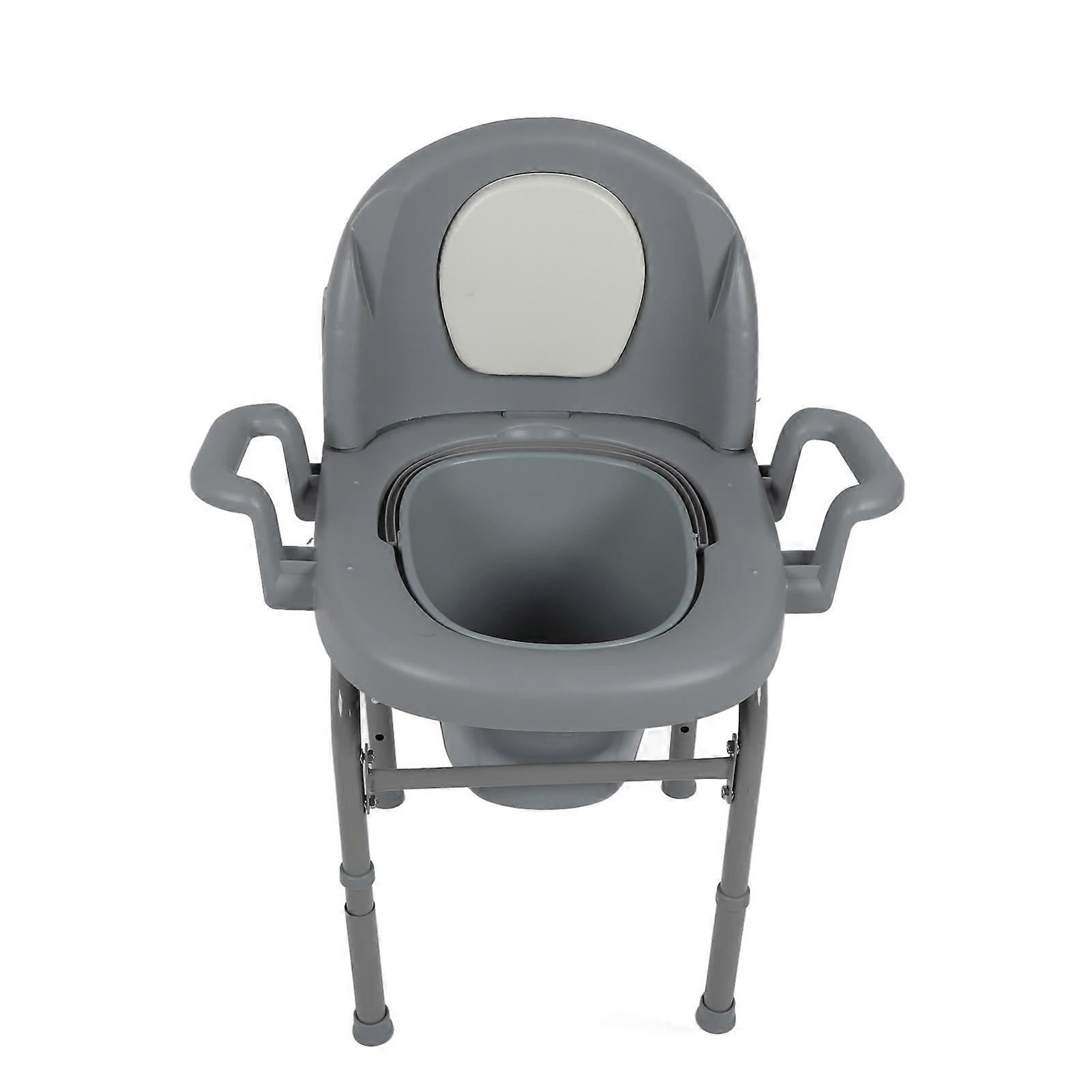 Folding Bedside Commode Chair with 30.5x26x19.5cm Bucket, Adjustable 70-80cm