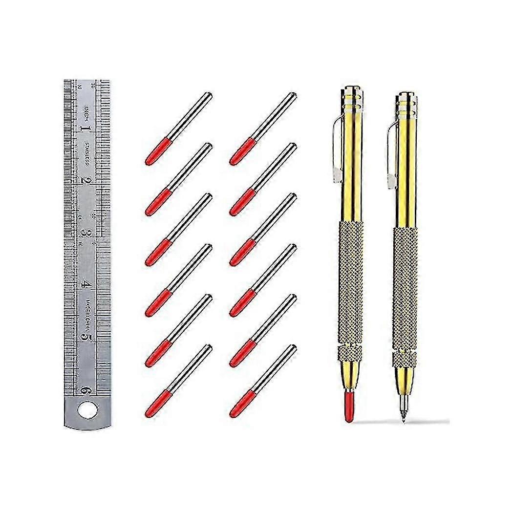 2 Pack Tungsten Carbide Scriber With Magnet,with Extra 12 Replaceme...