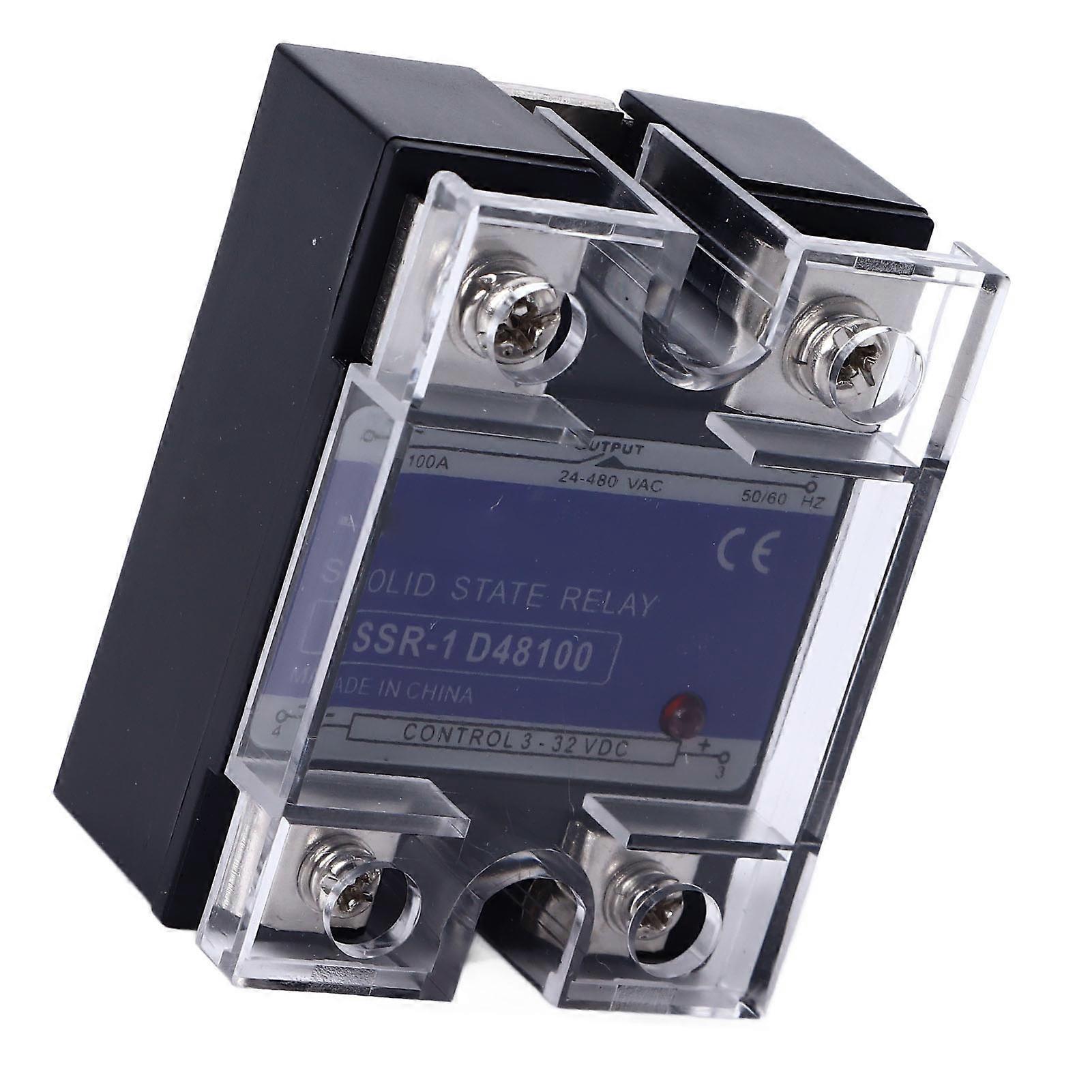 Solid State Relay SSR DC3-32V Input AC24-480V Output 100A Plastic Cover