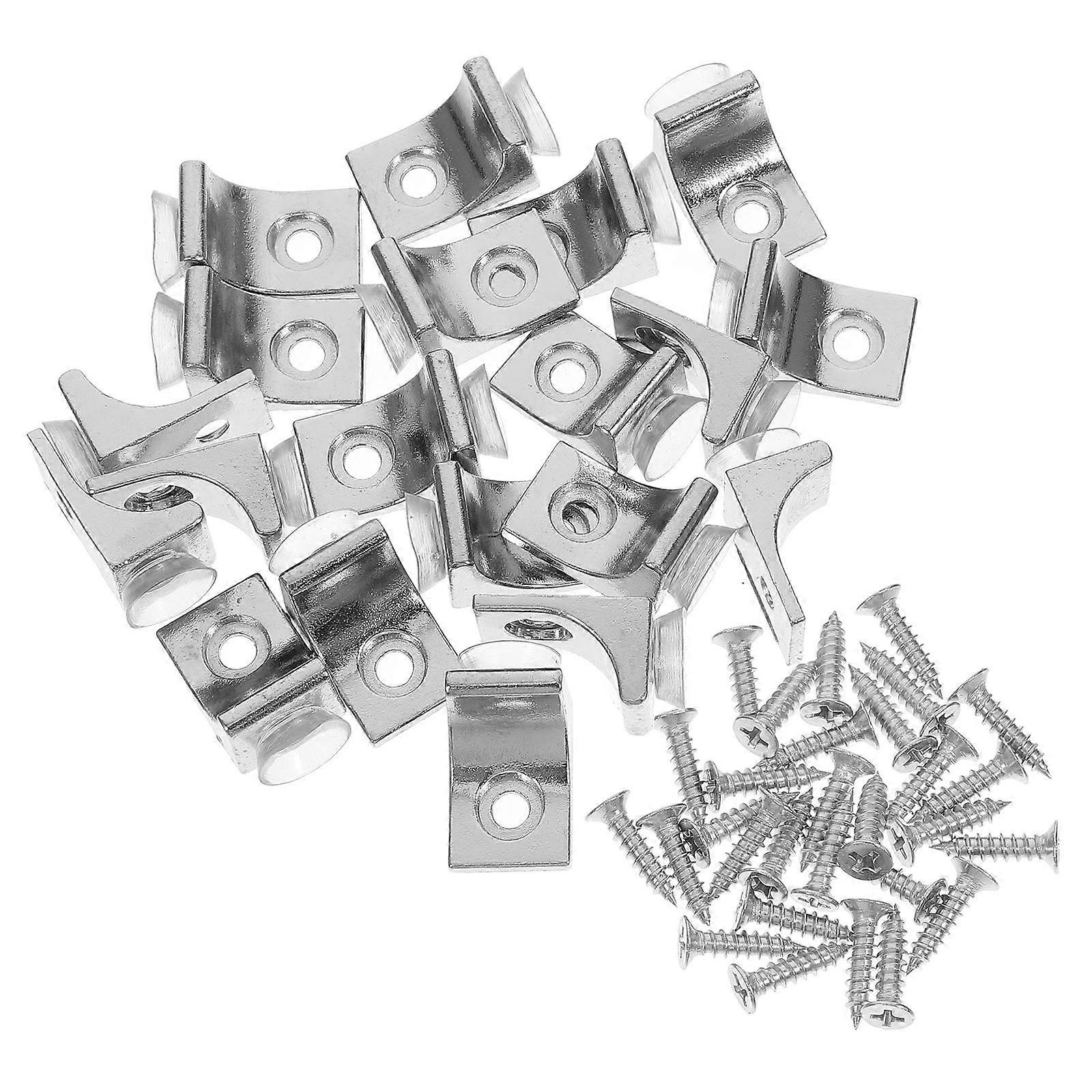 Silver Layer Board Clip Glass Shelf Bracket Provides Stability 20Pcs