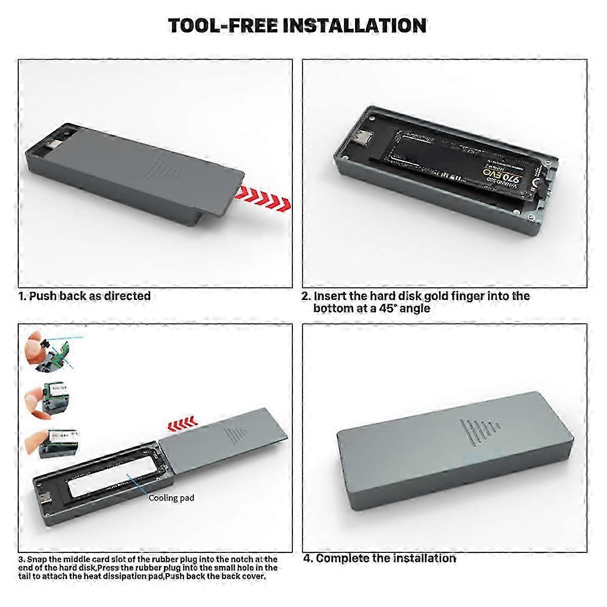 Smart M.2 NVMe / SATA SSD Enclosure, USB 3.2 Gen 2 10Gbps