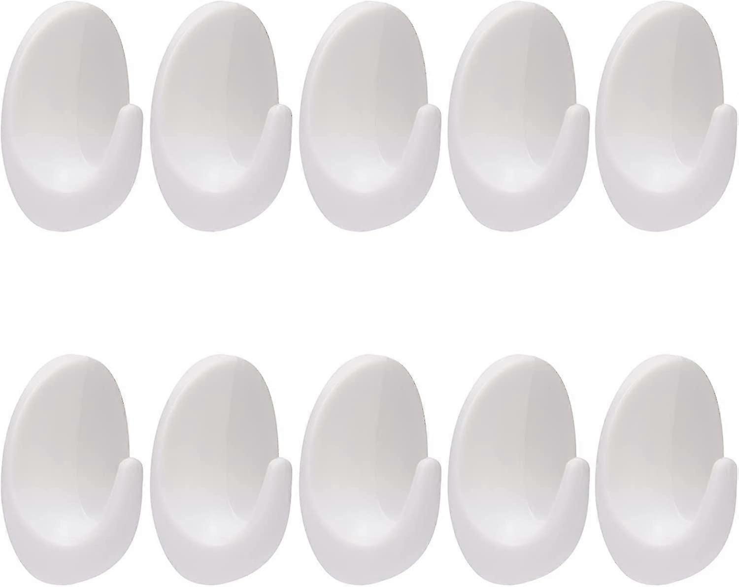 Wall Hooks White, Plastic Hooks Self-Adhesive White Hooks Wall Hooks No Drilling Needed White Reusable Hooks