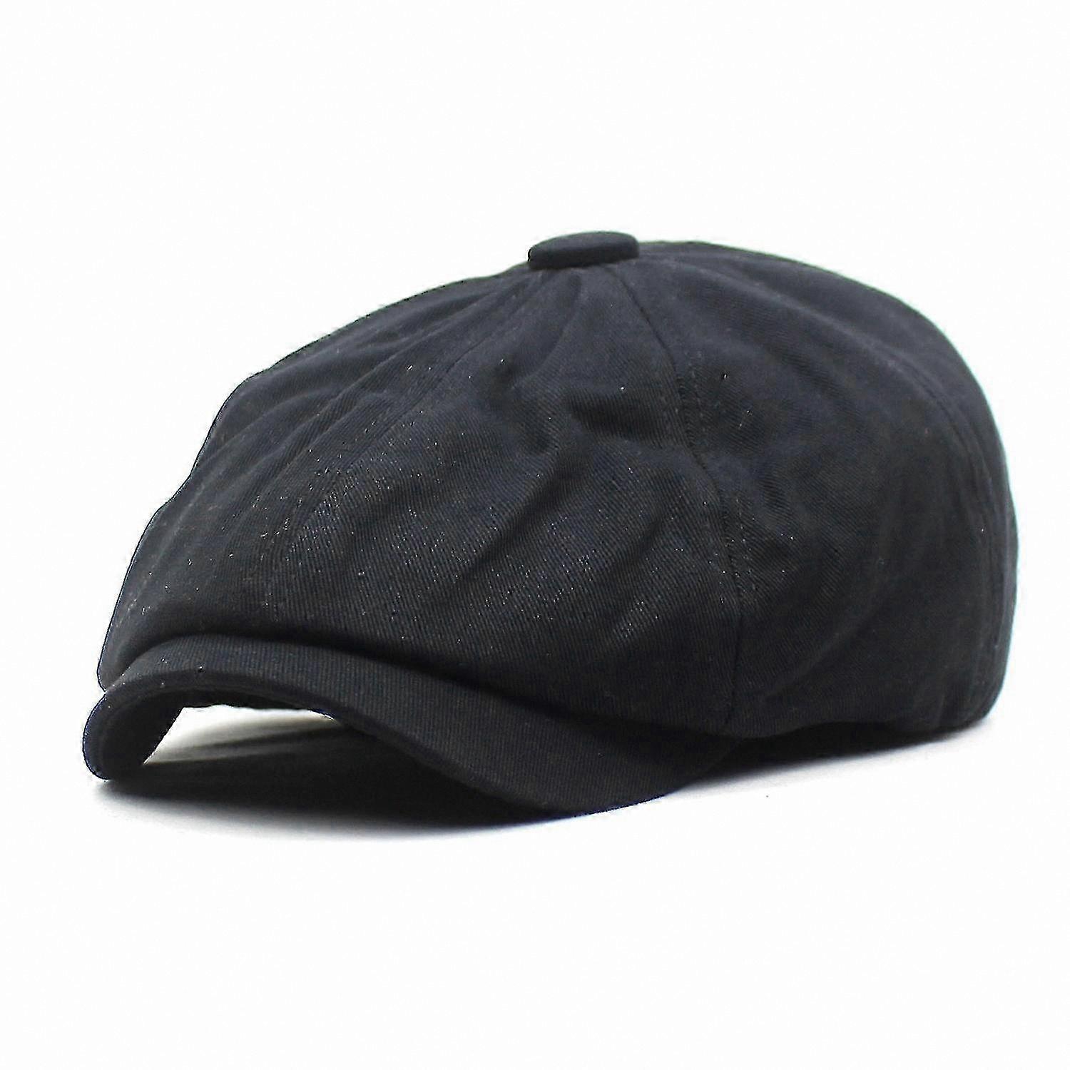 Vintage Style Solid Color Newsboy Cap with Band and Peak