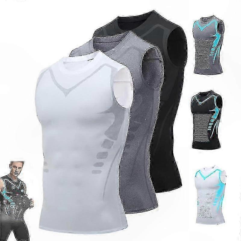 Men's Posture Support Vest with Ionic Shaping Technology Sleeveless Design for Comfort and Alignment Enhancement