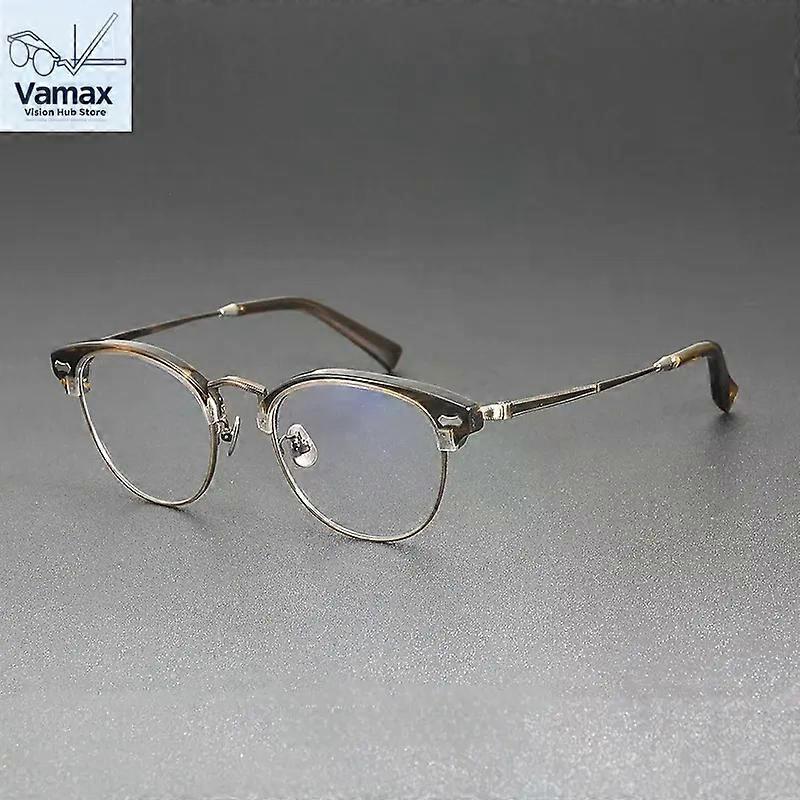 Vintage Titanium Oval Eyeglasses Unisex Fashionable Frame for Prescription Blue Light Blocking Reading Glasses