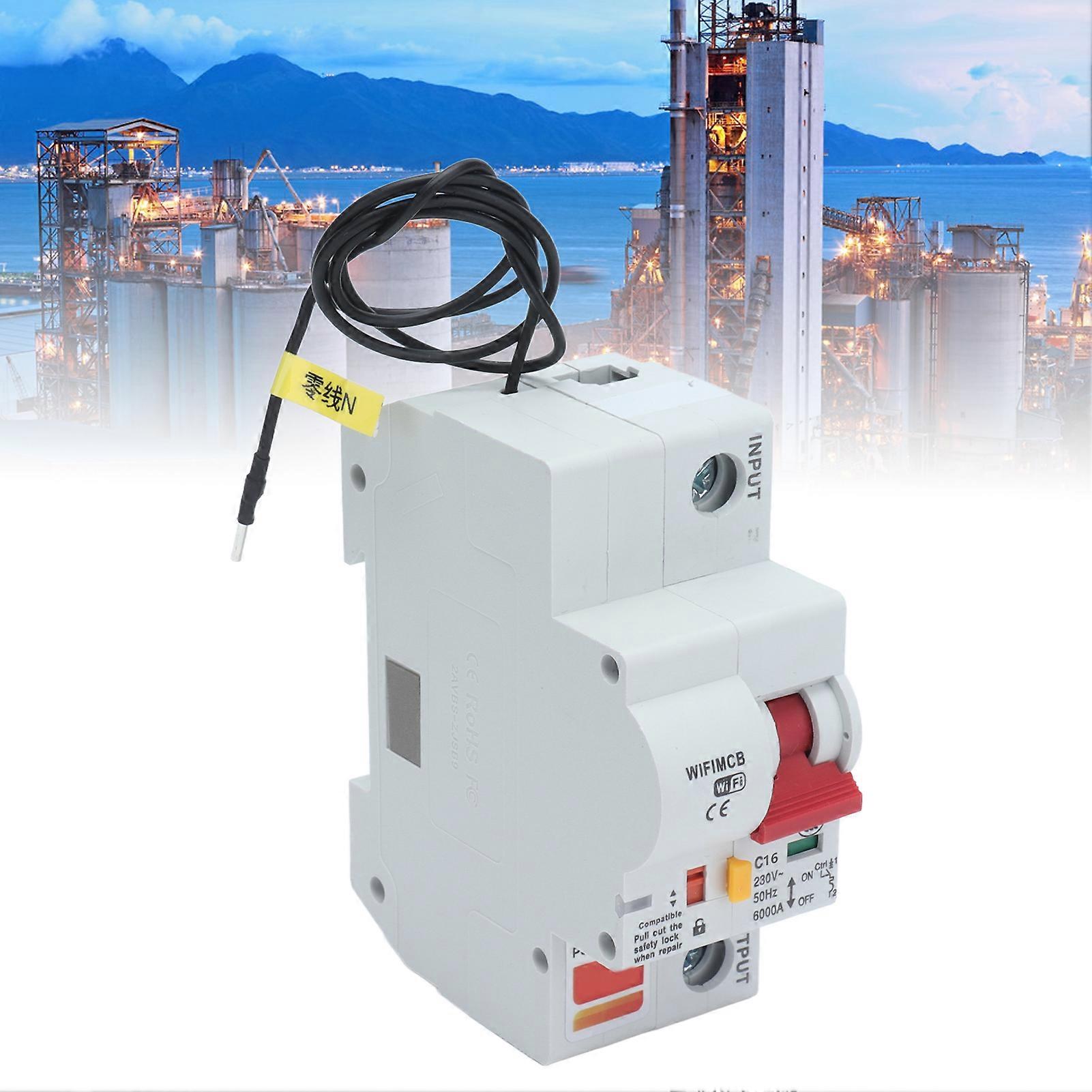 WiFi Smart Circuit Breaker 1P 6kA Flame Retardant Shell AC