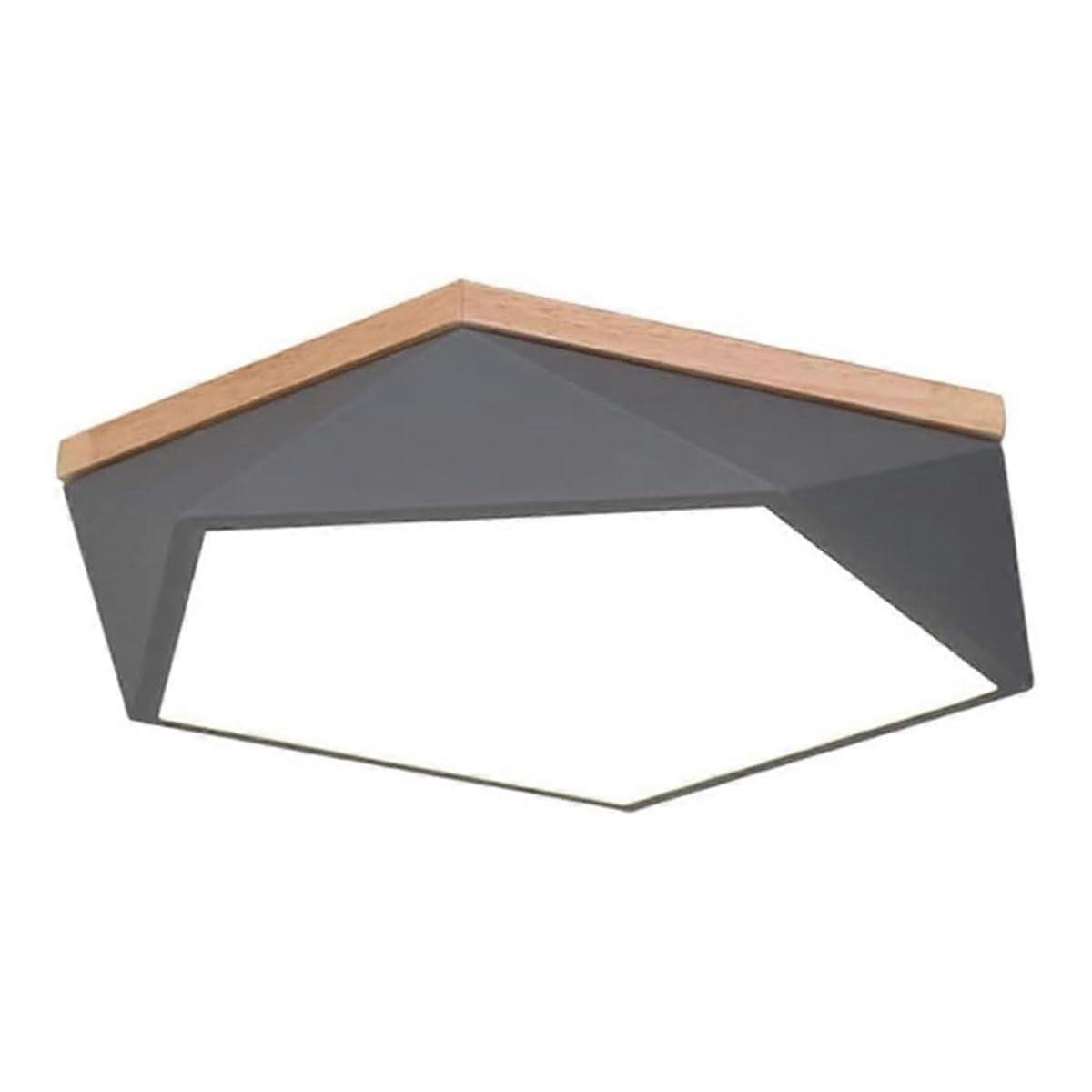 LED Recessed Ceiling Lights Nordic Creative Geometric Wood Ceiling Lamp Three-Color Dimmable Ultra-Thin Grey 42cm