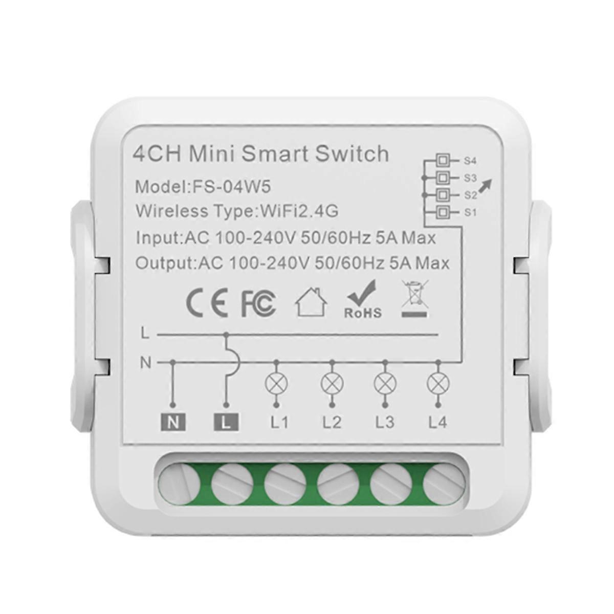 Tuya Smart Wifi Switch Smart Home DIY Breaker 4 Gang