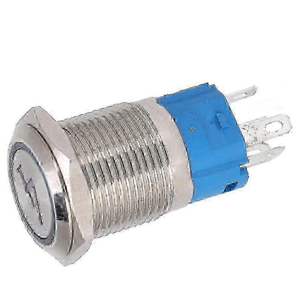 2PCS 5 Pin Metal Push Button Switch 16mm Flat Head Self Reset Switch With Light Number 4(3-6VDC White)