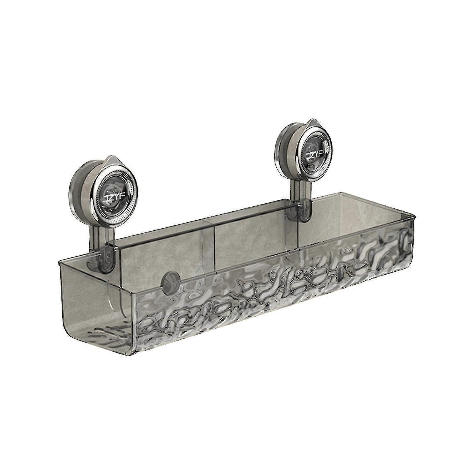 No-Drill Clear Wall Caddy Light Luxury Style Glacier Pattern Suction Cup Shelf Drill-Free Removable Multifunctional Rectangle Storage Bathroom (DPD)