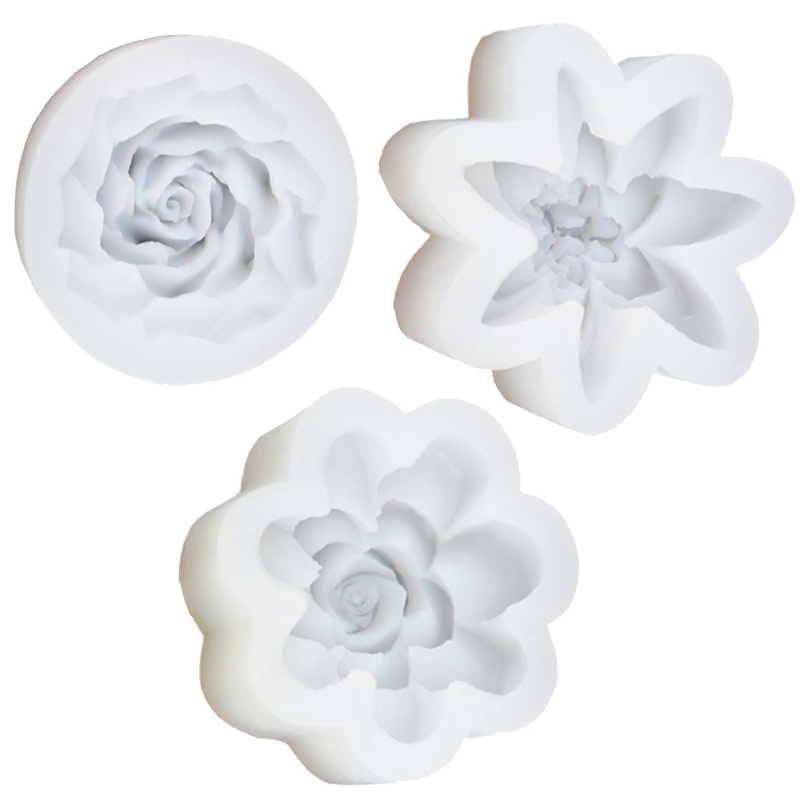 Professional Rose Shaped Silicone Mould Set of 3 for Handmade Soap Candle Reusable Mould Crafting Solution Multicolor