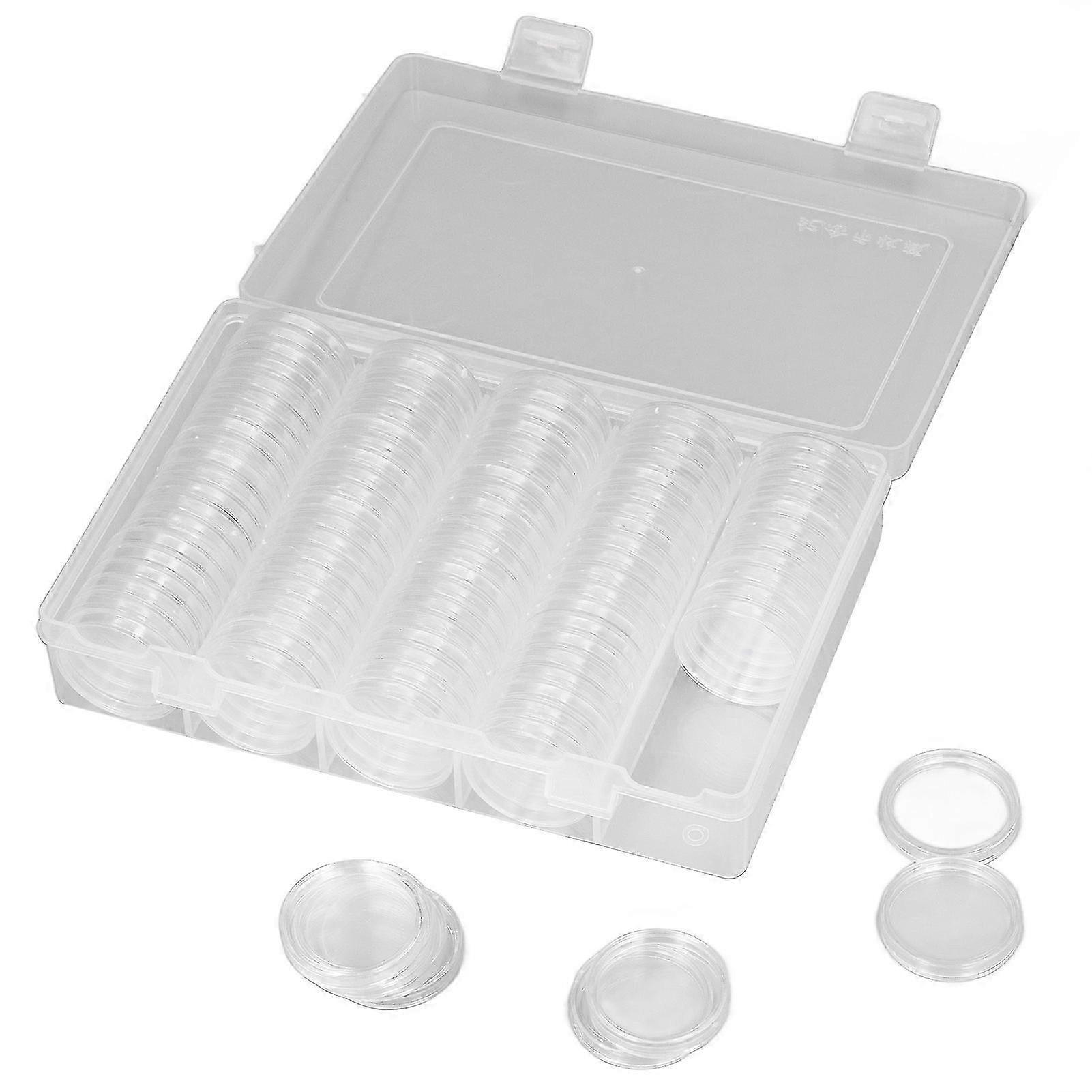 Coin Holder 100 Pieces Storage Plastic Transparent Coin Storage Box with Coin Capsules for Coin Collection Exhibition 2025