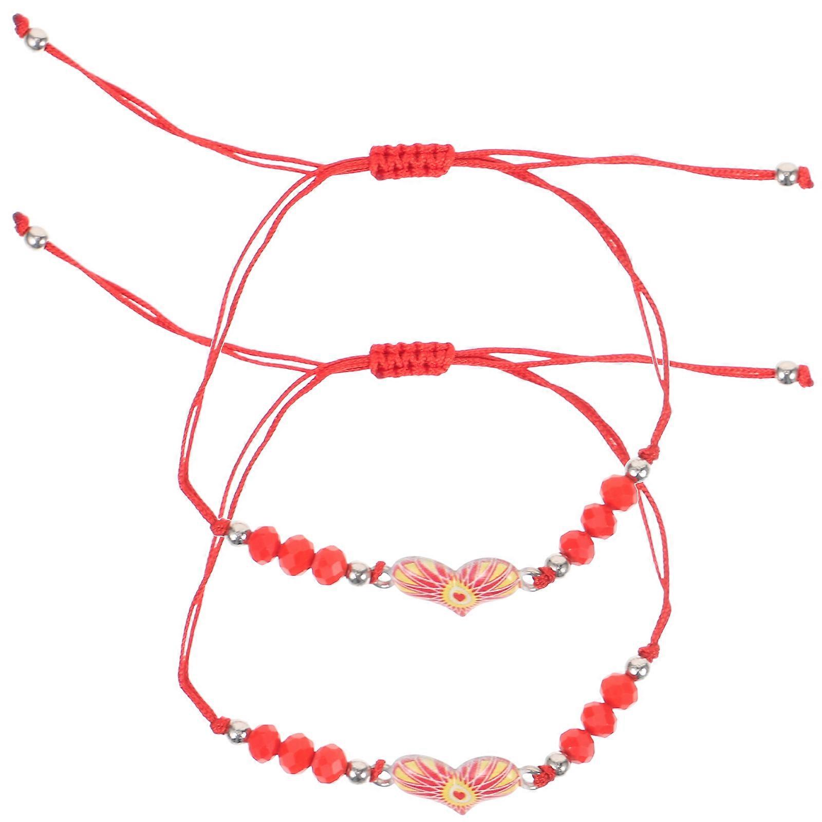 Evil Eye Bracelet Adjustable Hand Woven Beaded Bracelets 6 Pieces Red