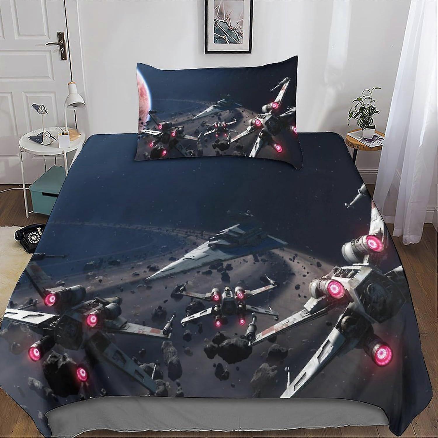 Yingd Star Wars Duvet Cover Set Bedding Soft Microfiber Comforter Cover Boys Girls 3-Piece Bedding S