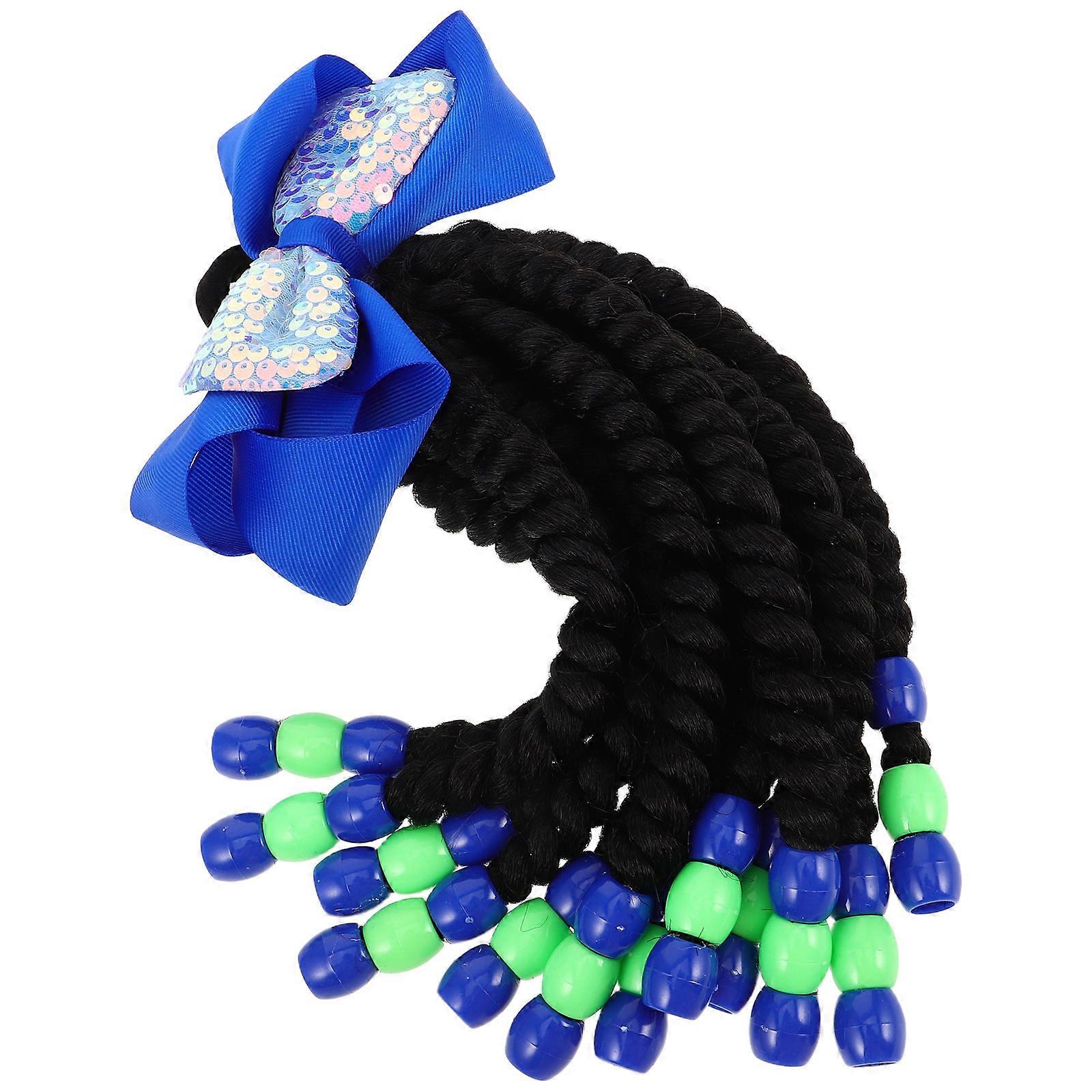 Girls Ponytail Extension for Decoration with Beaded Bowknot 1 Piece