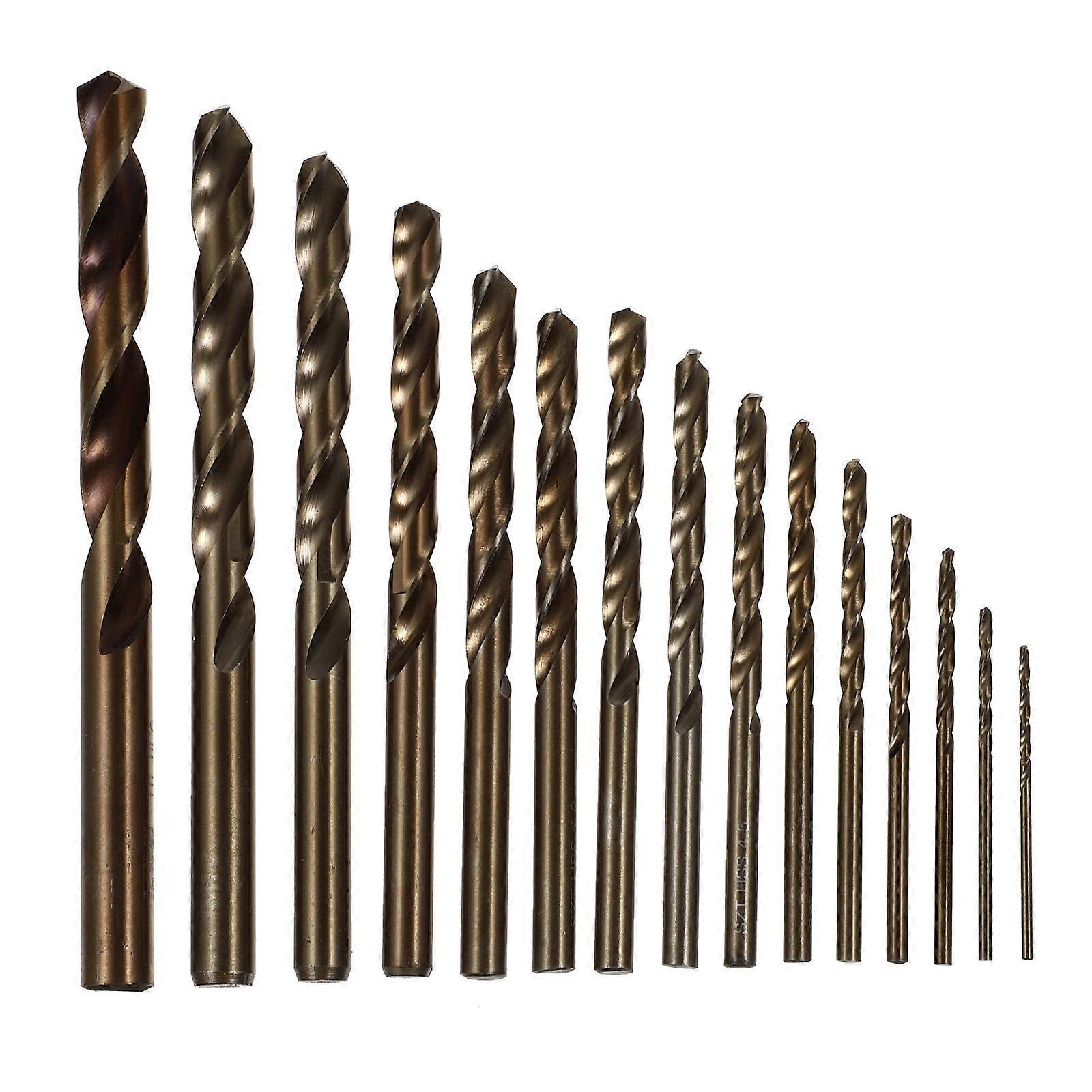 High Speed Steel Twisted Wire Drill Bit Set for Stainless Steel 15Pcs