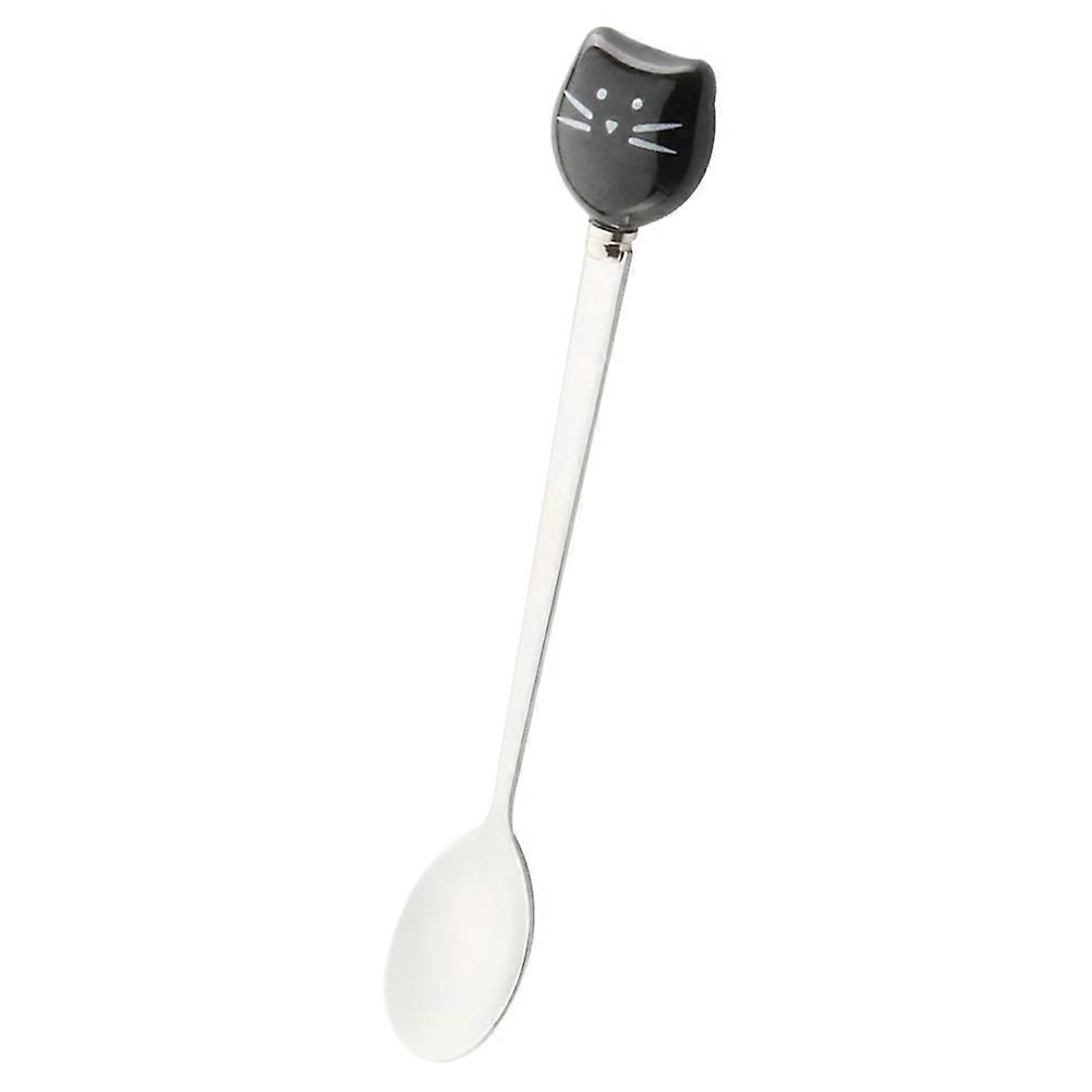 Cartoon Spoon Black Ceramic and Stainless Steel Coffee Stirring Spoon 1Pcs