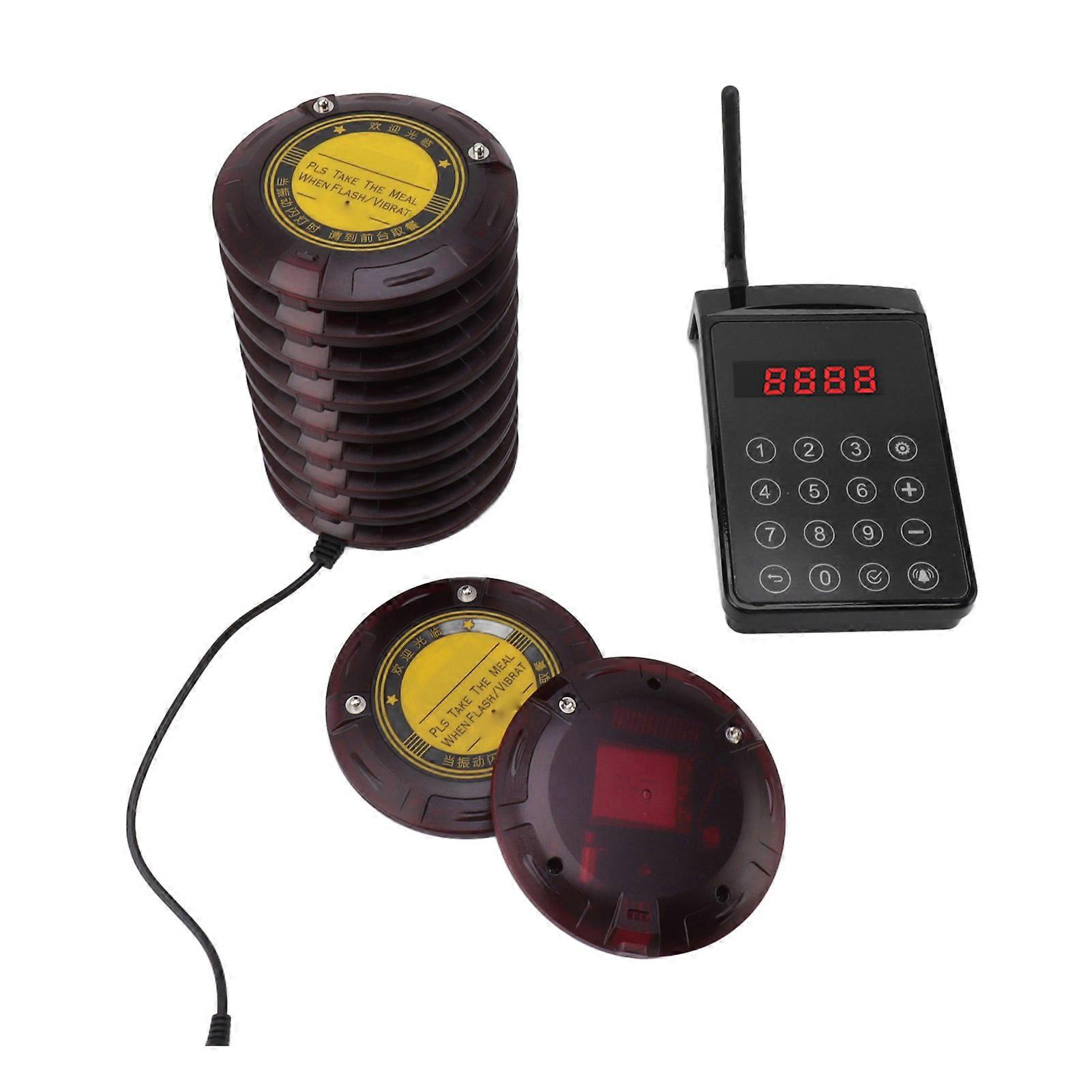 Restaurant Pager System 10 Coaster Pagers with Keypad Transmitter UK Plug