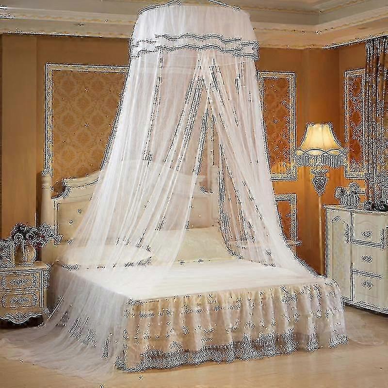 Mosquito Net Double Bed,lace Fine Mesh Mosquito Net Bed For Travel And Home(white)