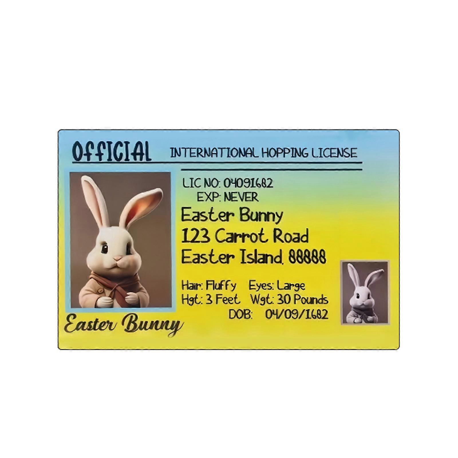 Easter Bunny ID Card Pass Fun Easter Gift Holiday Greeting Card