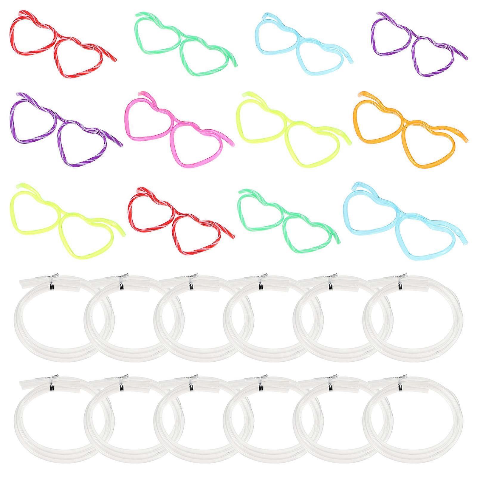 Funny Straws Glasses Shape Drinking Straws for Birthday 12Pcs Assorted