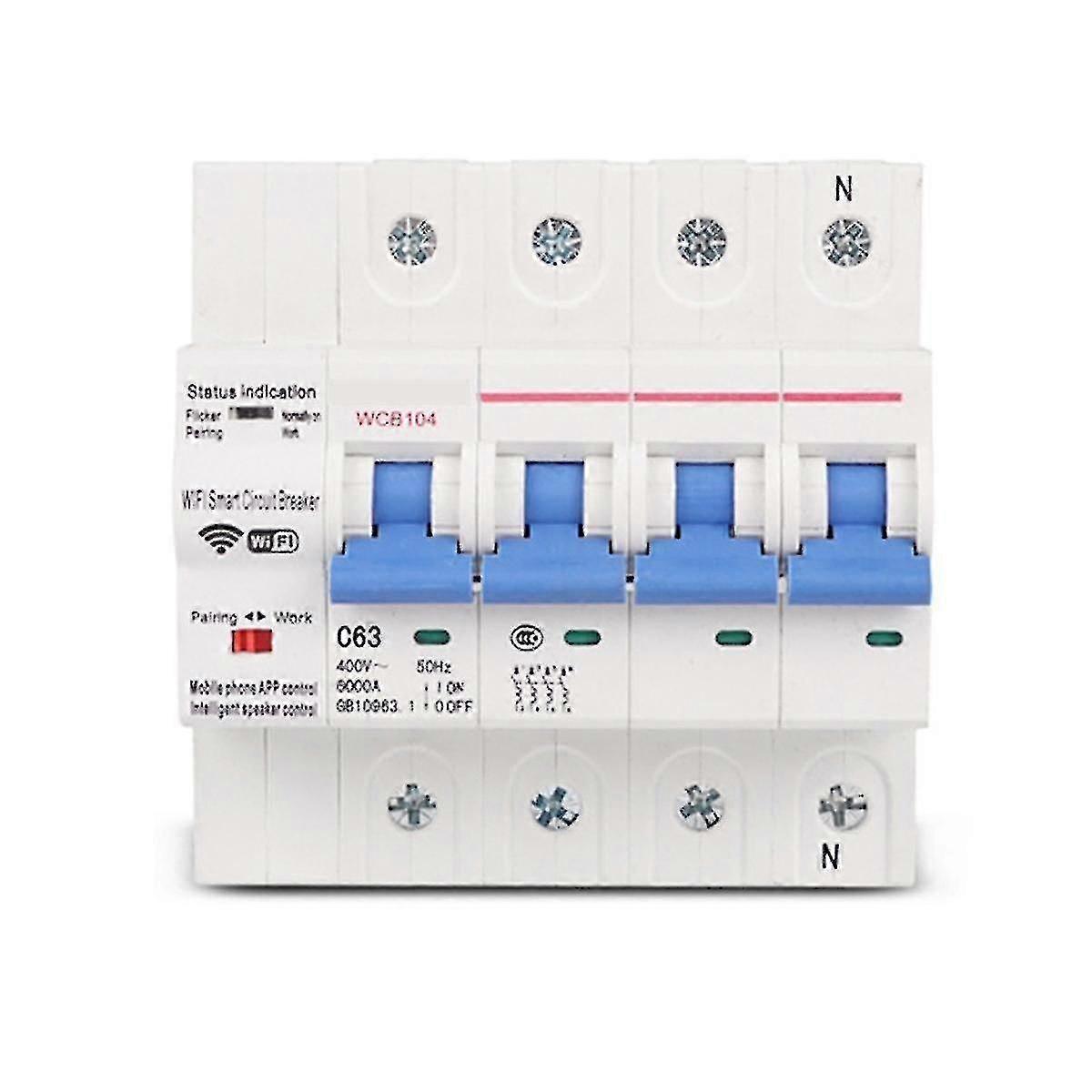 Dreiphasig 4p 380v 63a Tuya Smart Wifi Leistungsschalter Industrielle Fernbedienung Mcb Timing Mit
