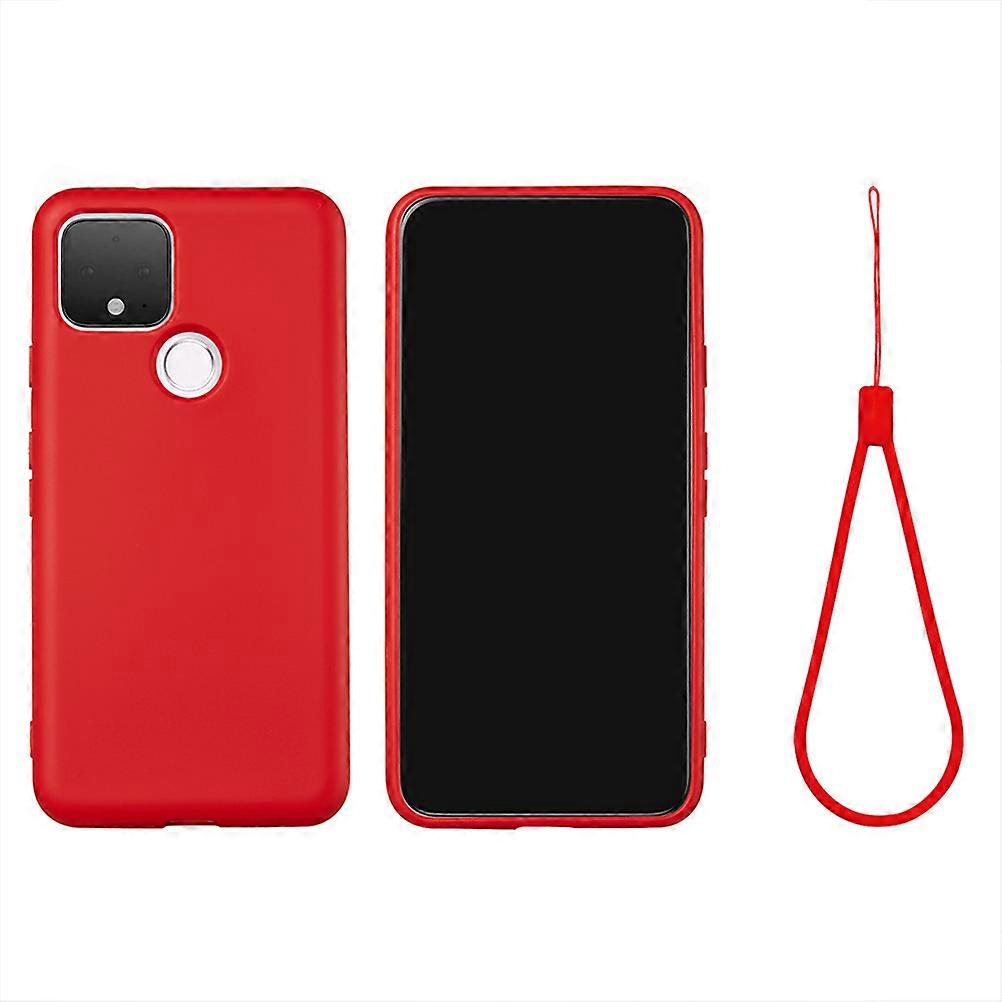 Phone Cover Compatible With Pixel 5 Daily Use Dustproof Silicone Shell With Lanyard 2Pcs