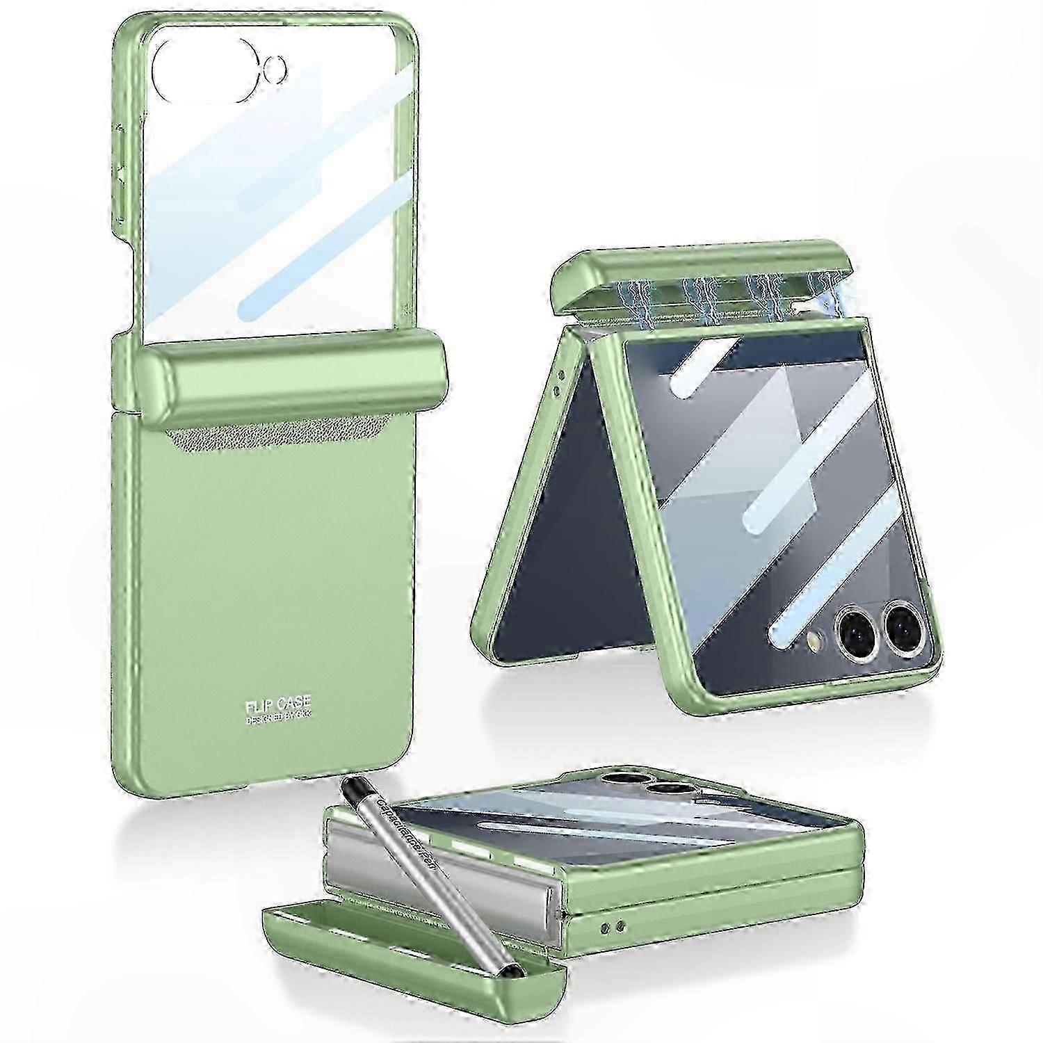 GKK Magnetic Hinge Case for Galaxy Z Flip7 5G with Front Screen Protector - Matcha Green
