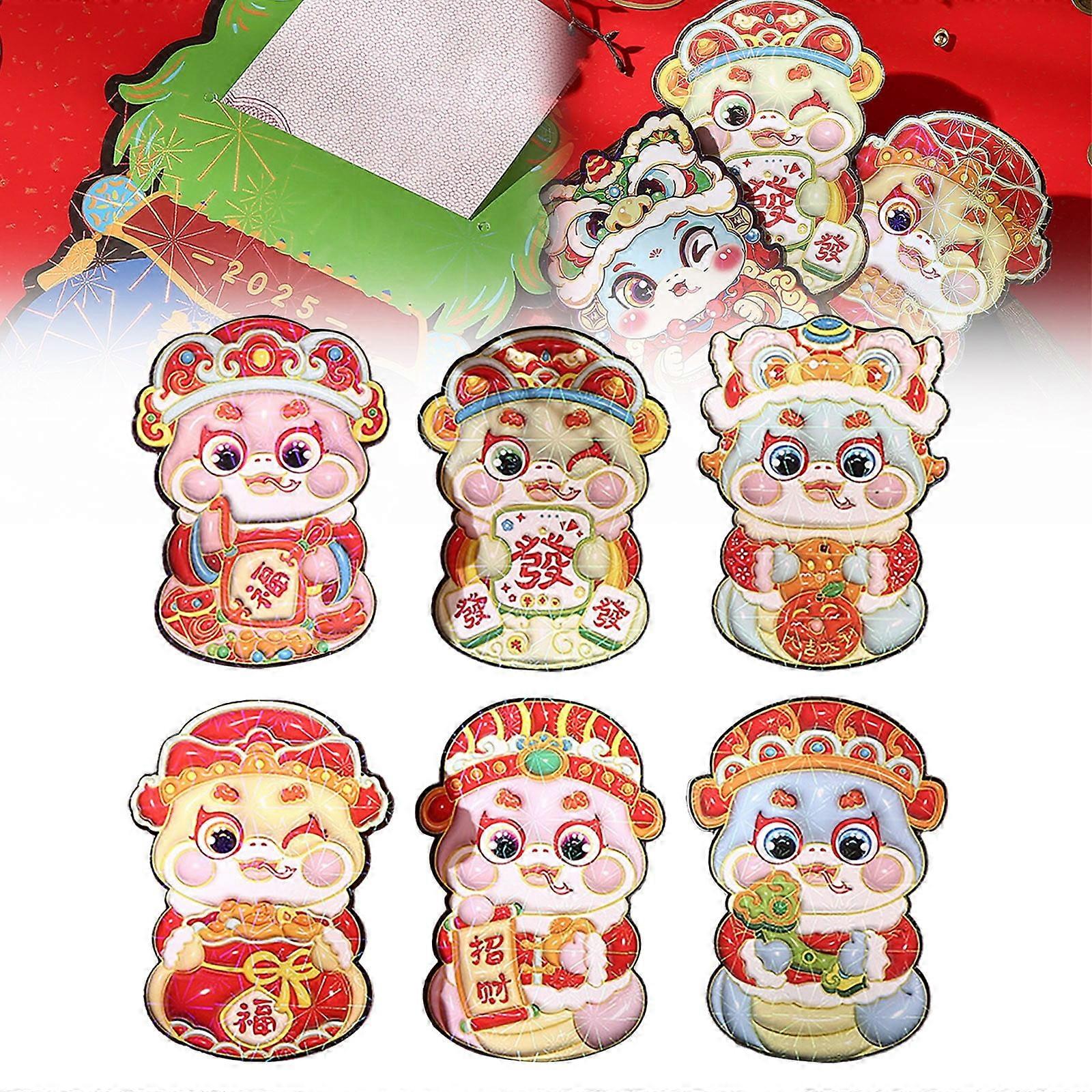 6pcs Red Envelopes Chinese New Year Envelopes For 2025 New Year 6 Designs Cute