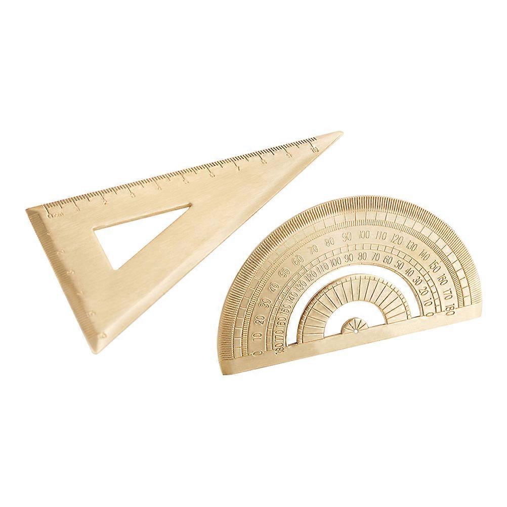 Practical Protractor Metal Triangle Ruler for Measuring Use 1Set Students Supplies